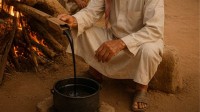 استخراج القطران بالطريقة التقليدية. (المركز الإعلامي لأمانة حفر الباطن)