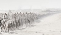 رسم تخيلي لإحدى معارك توحيد المملكة. (سعوديبيديا)