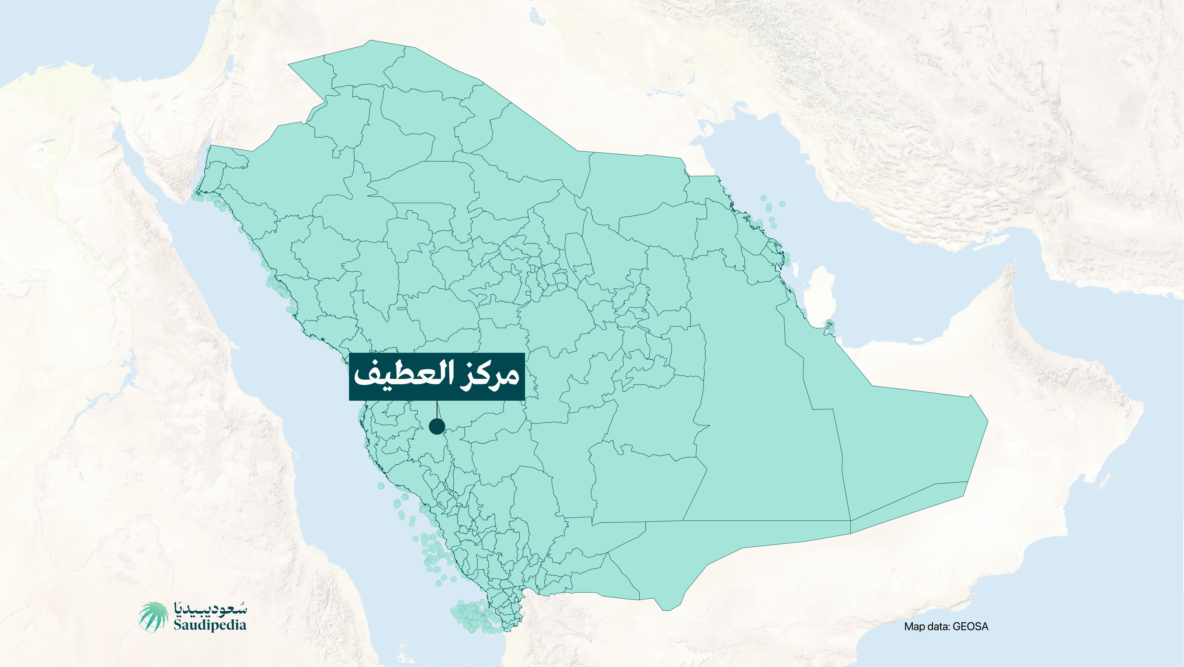 مركز العطيف على خارطة السعودية