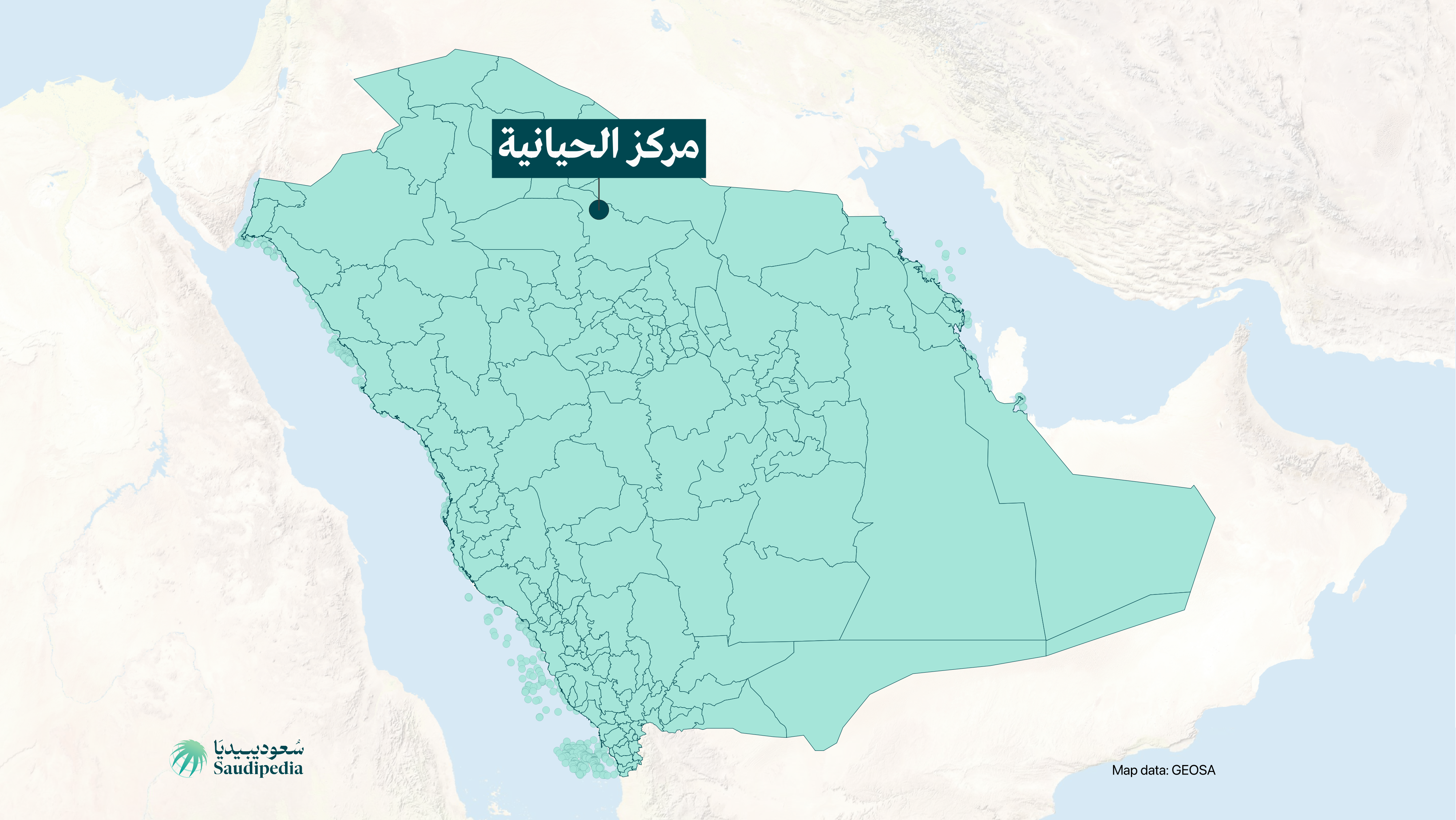 مركز الحيانية على خارطة السعودية