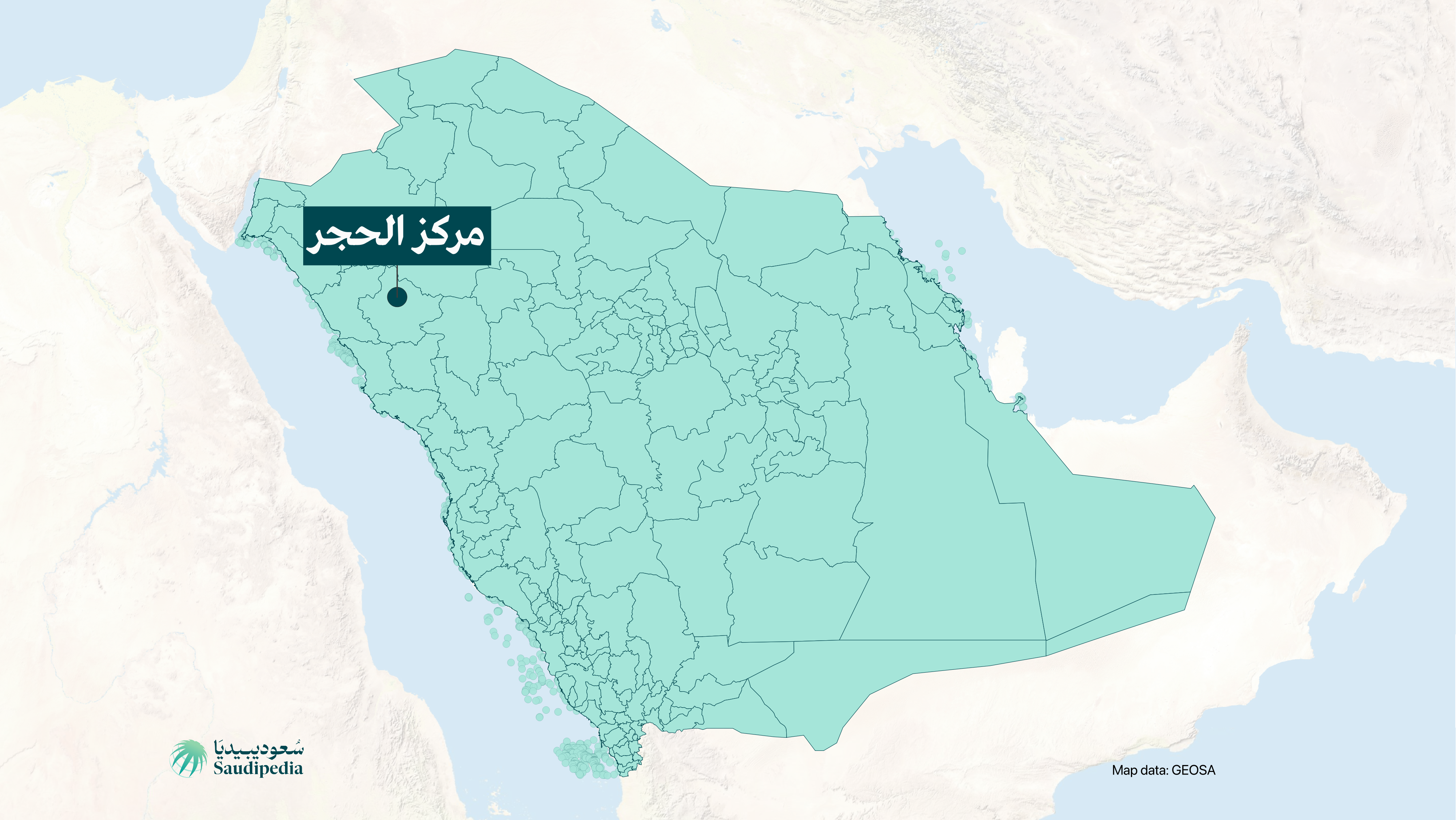 مركز حجر على خارطة السعودية