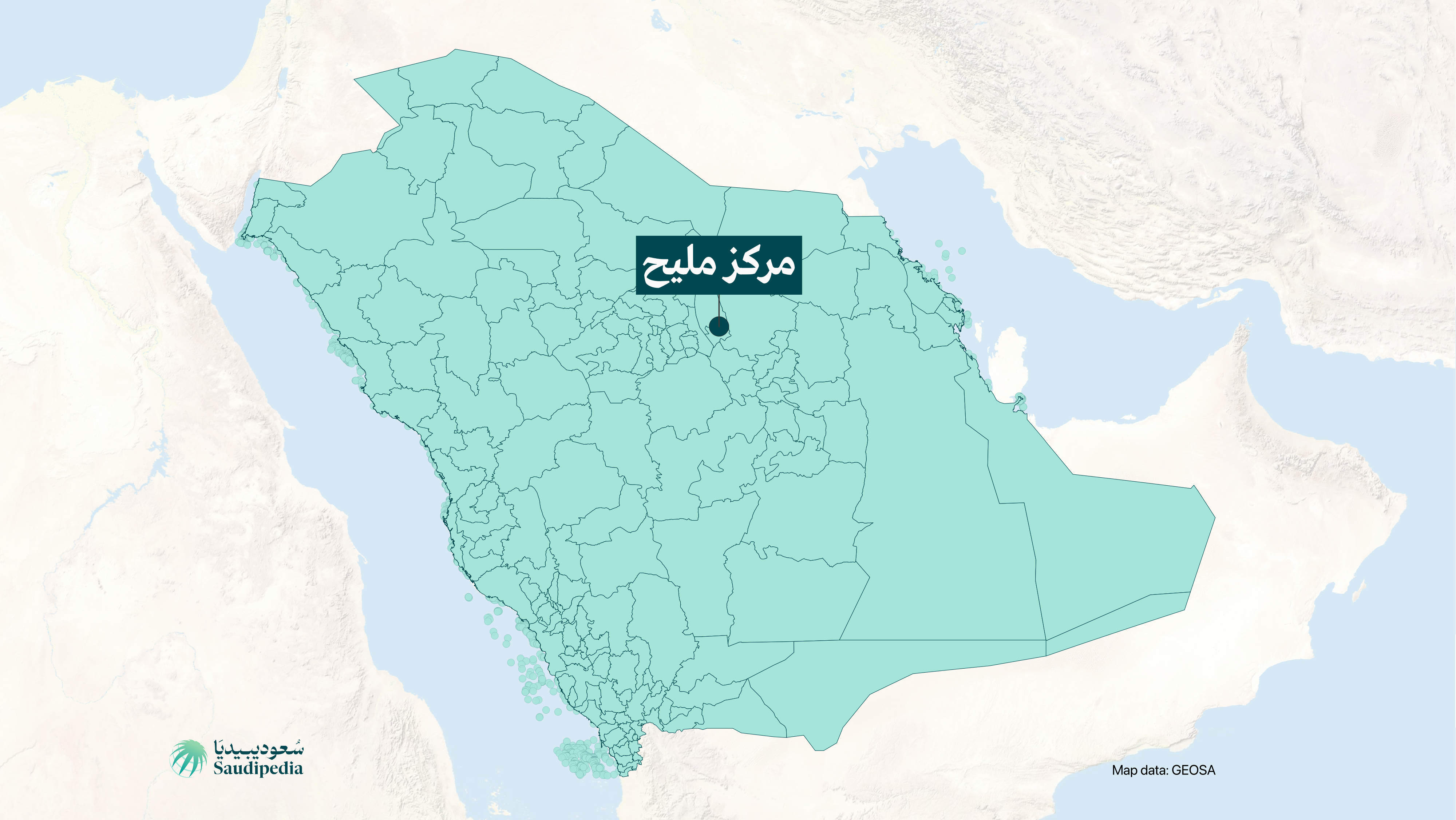 مركز مليح على خارطة السعودية
