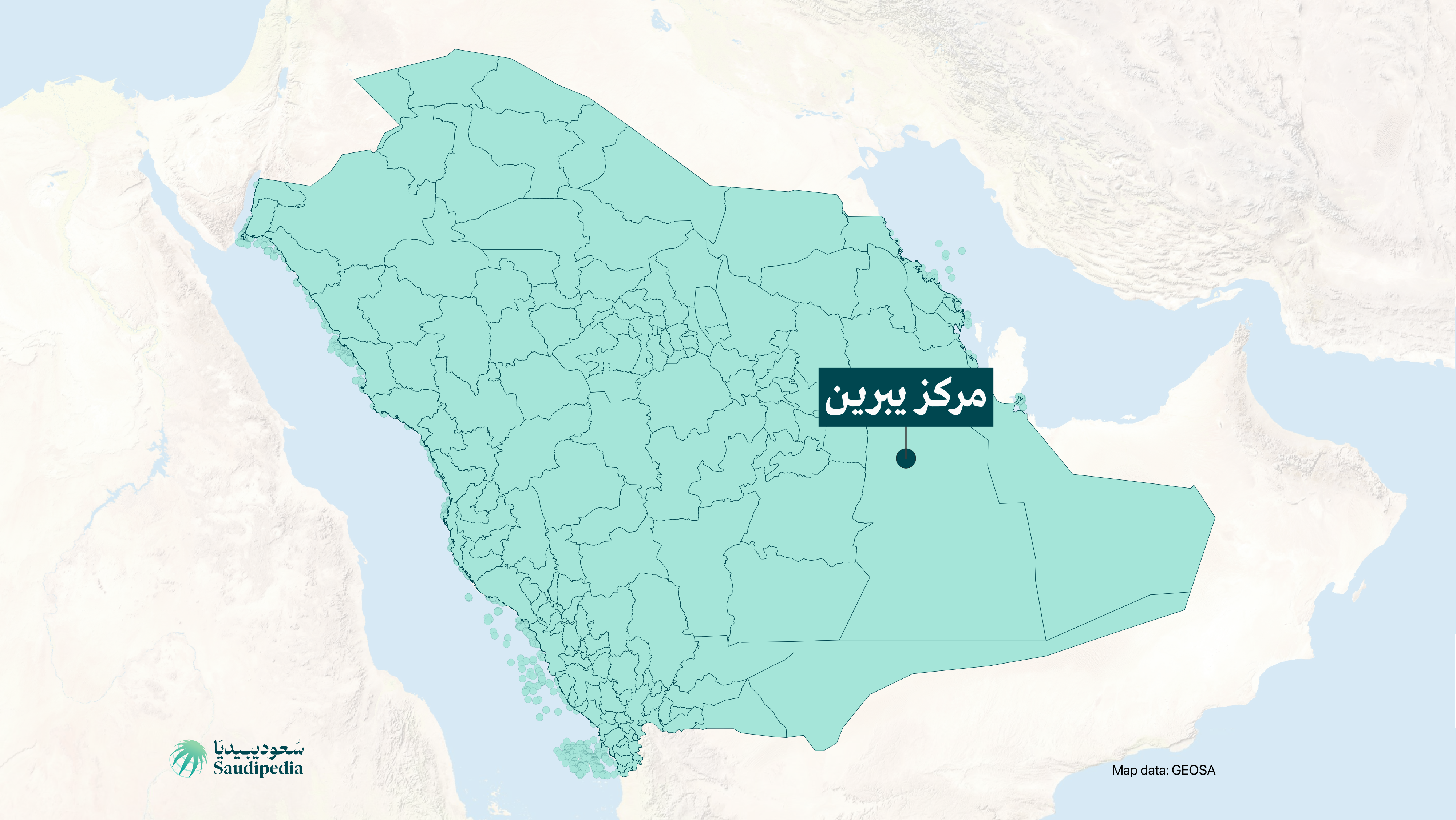 مركز يبرين على خارطة السعودية