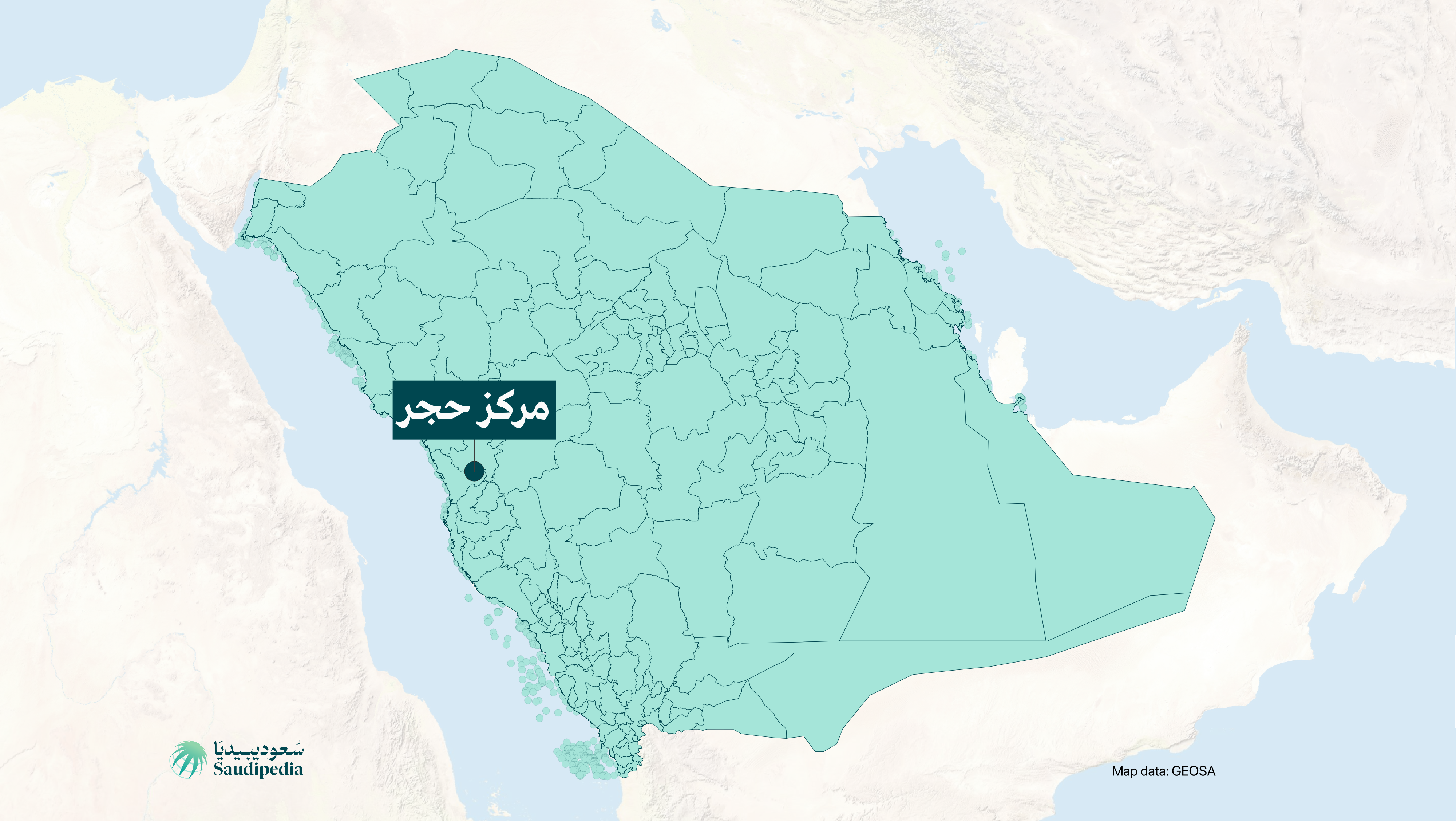 مركز حجر على خارطة السعودية