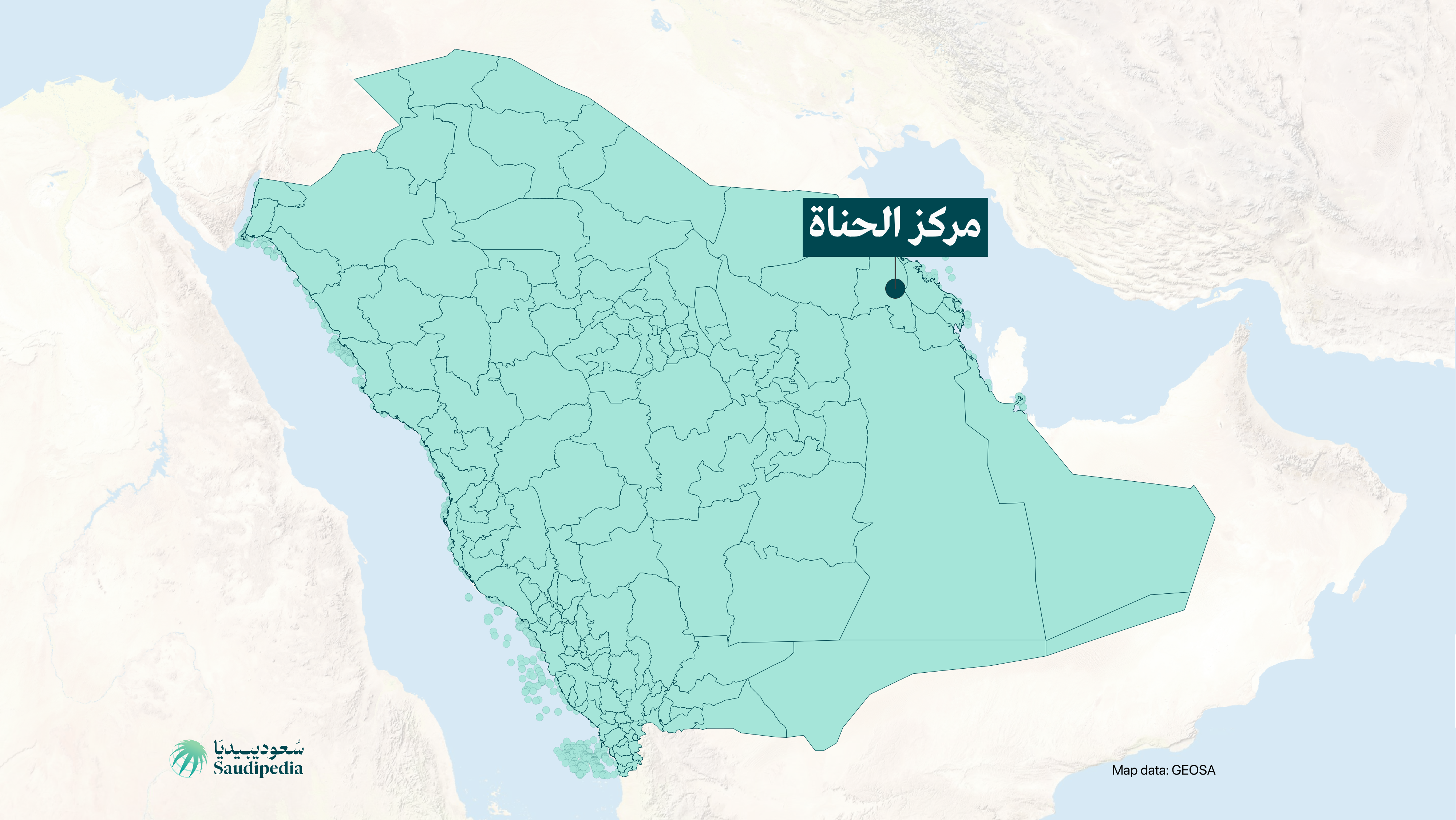 مركز الحناة على خارطة السعودية