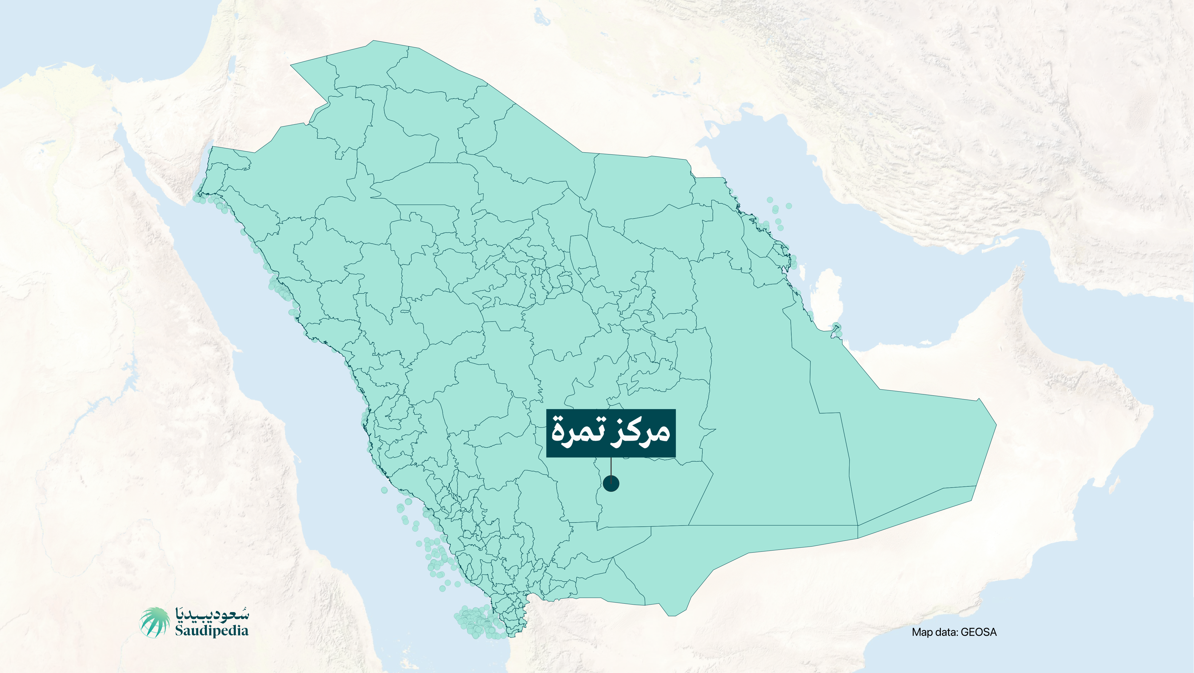 مركز تمرة على خارطة السعودية