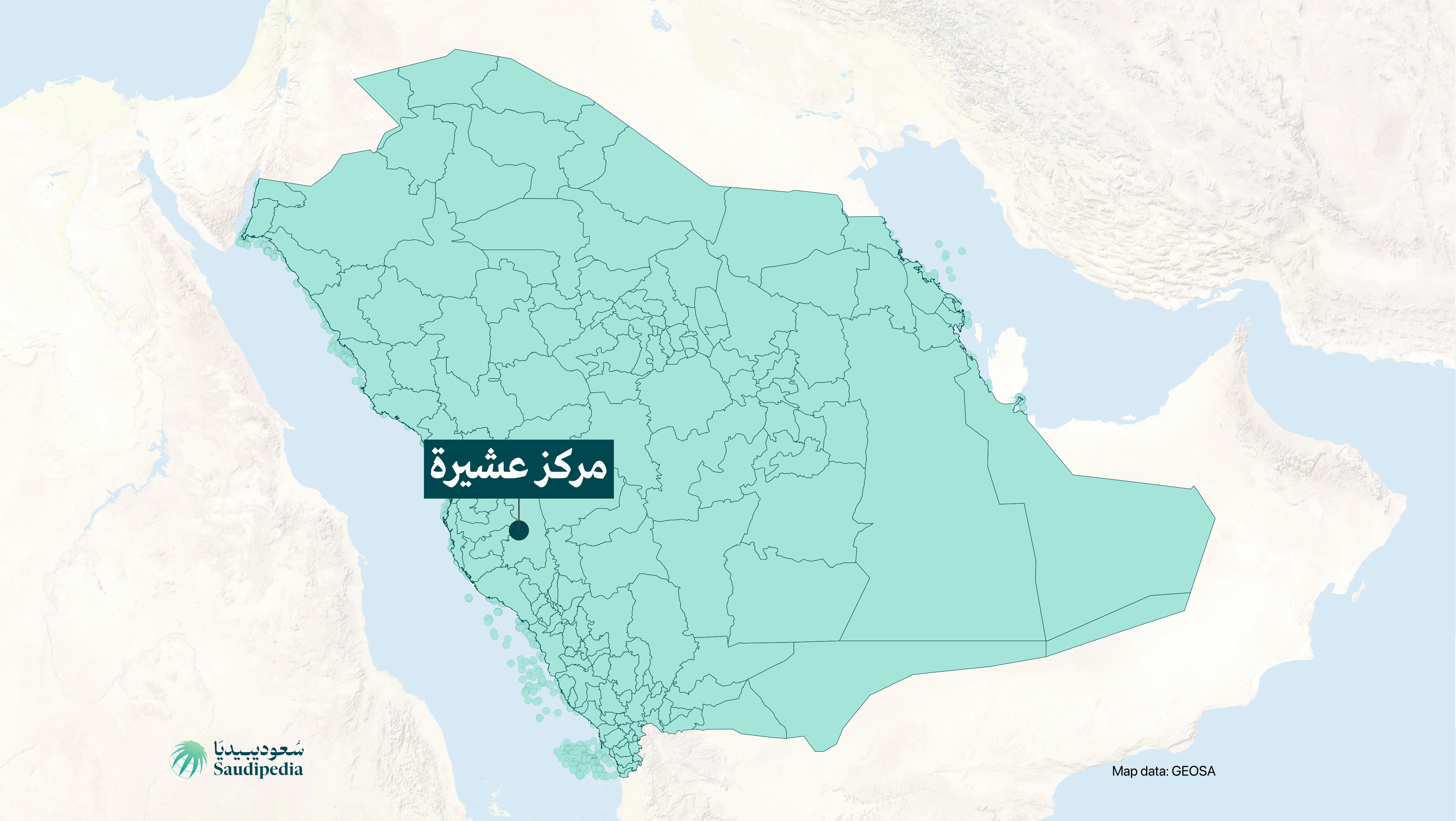 مركز عشيرة على خارطة السعودية