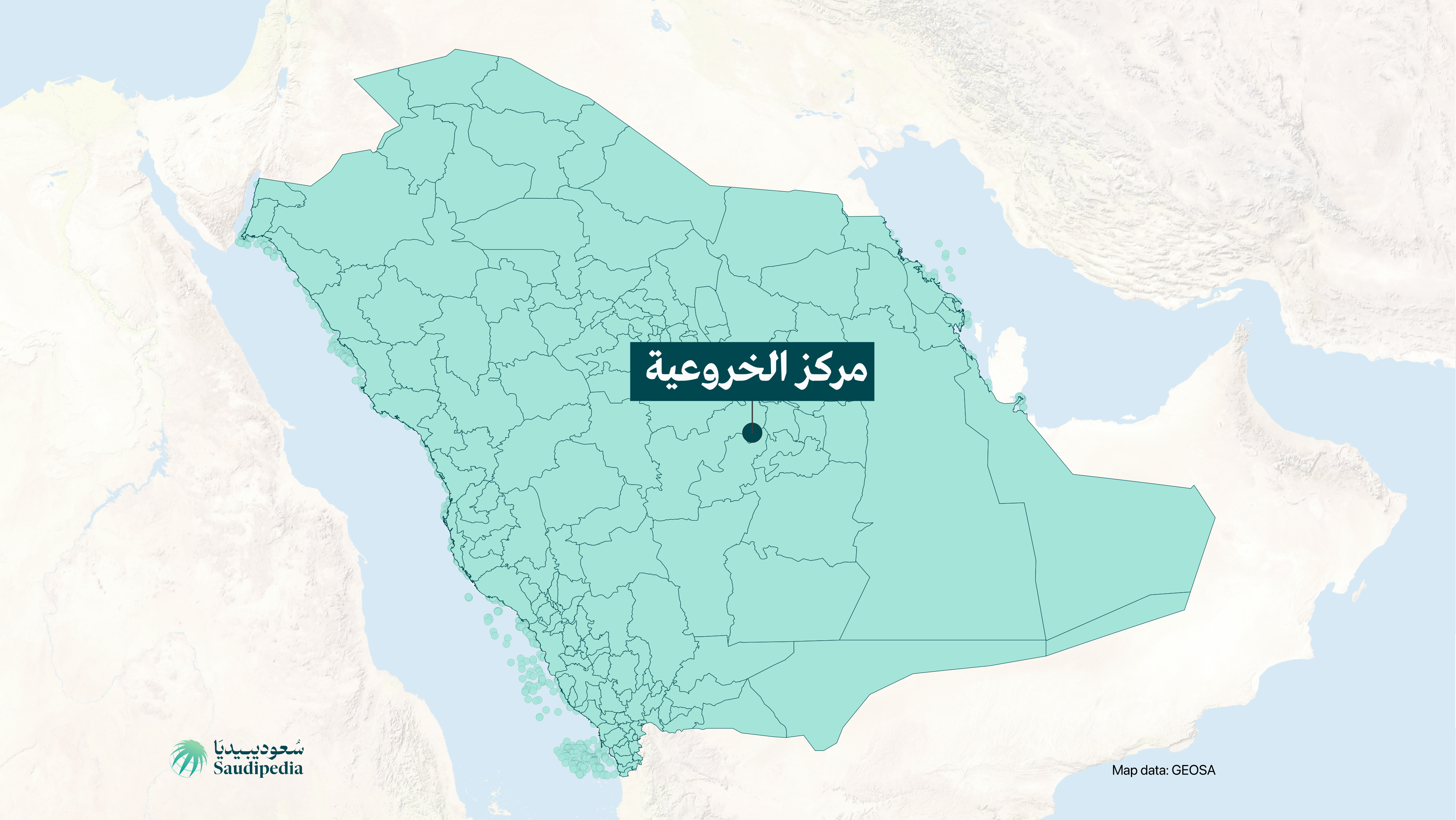 مركز الخروعية على خارطة السعودية