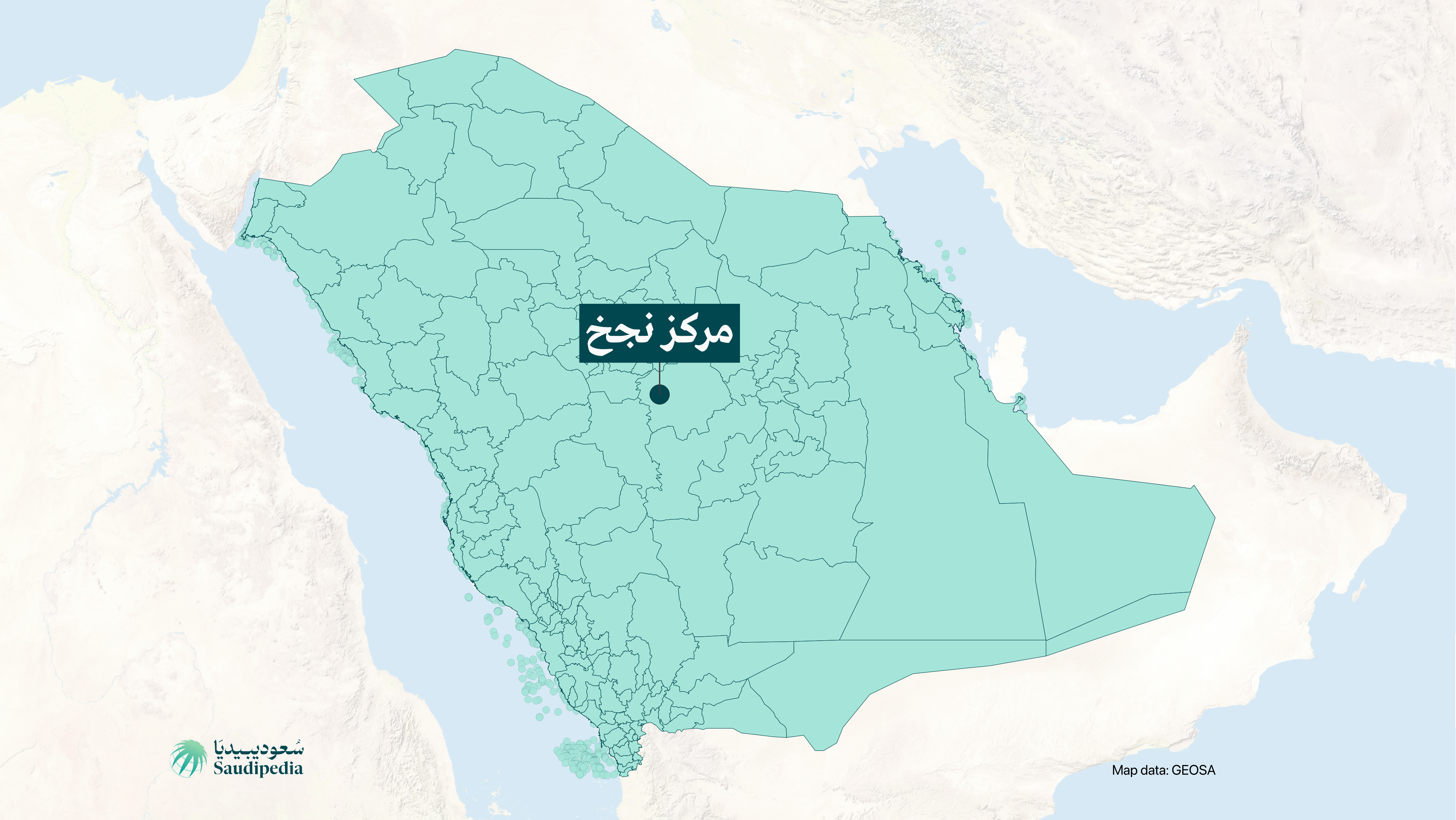 مركز نجخ على خارطة السعودية