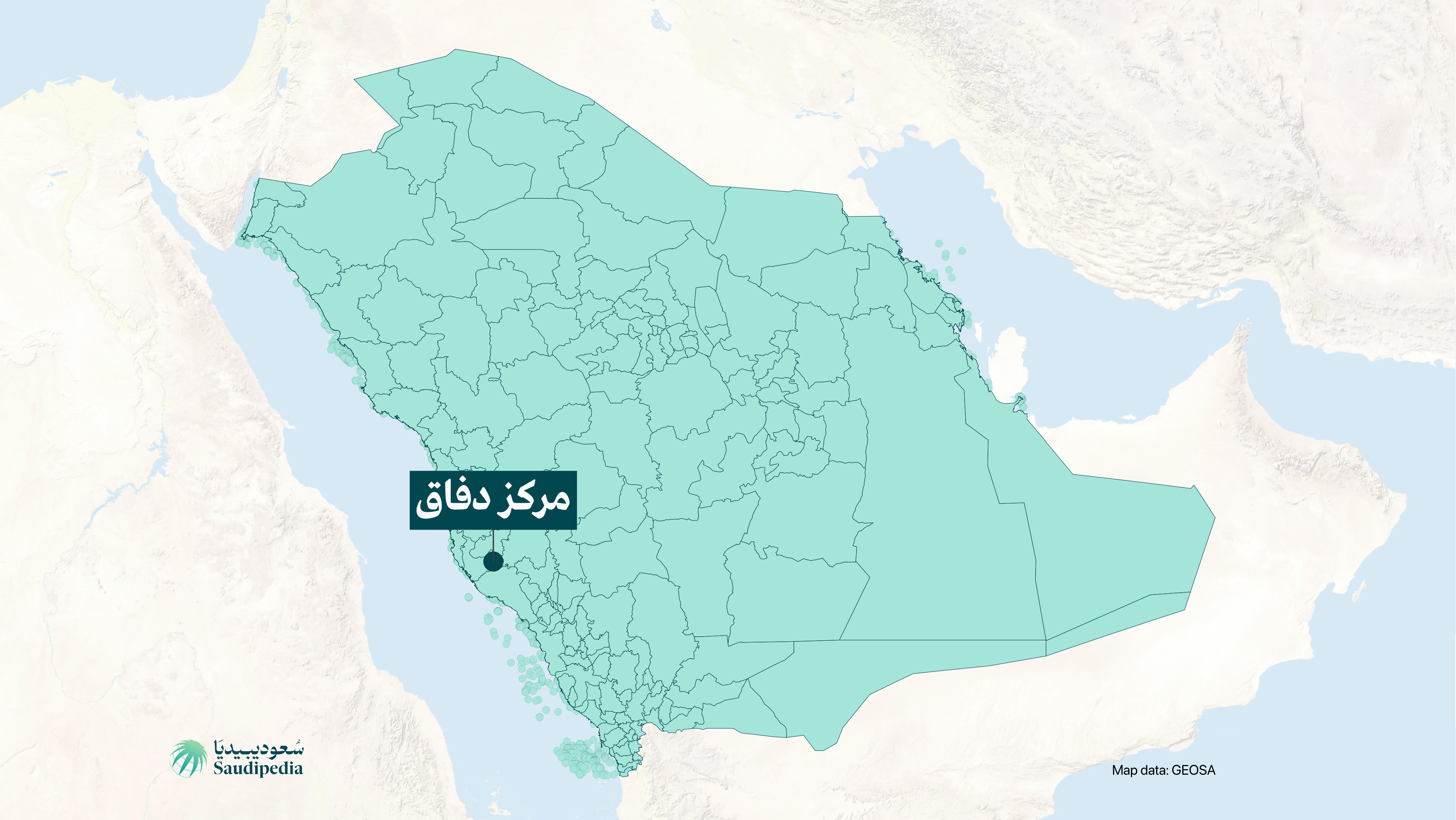 مركز دفاق على خارطة السعودية