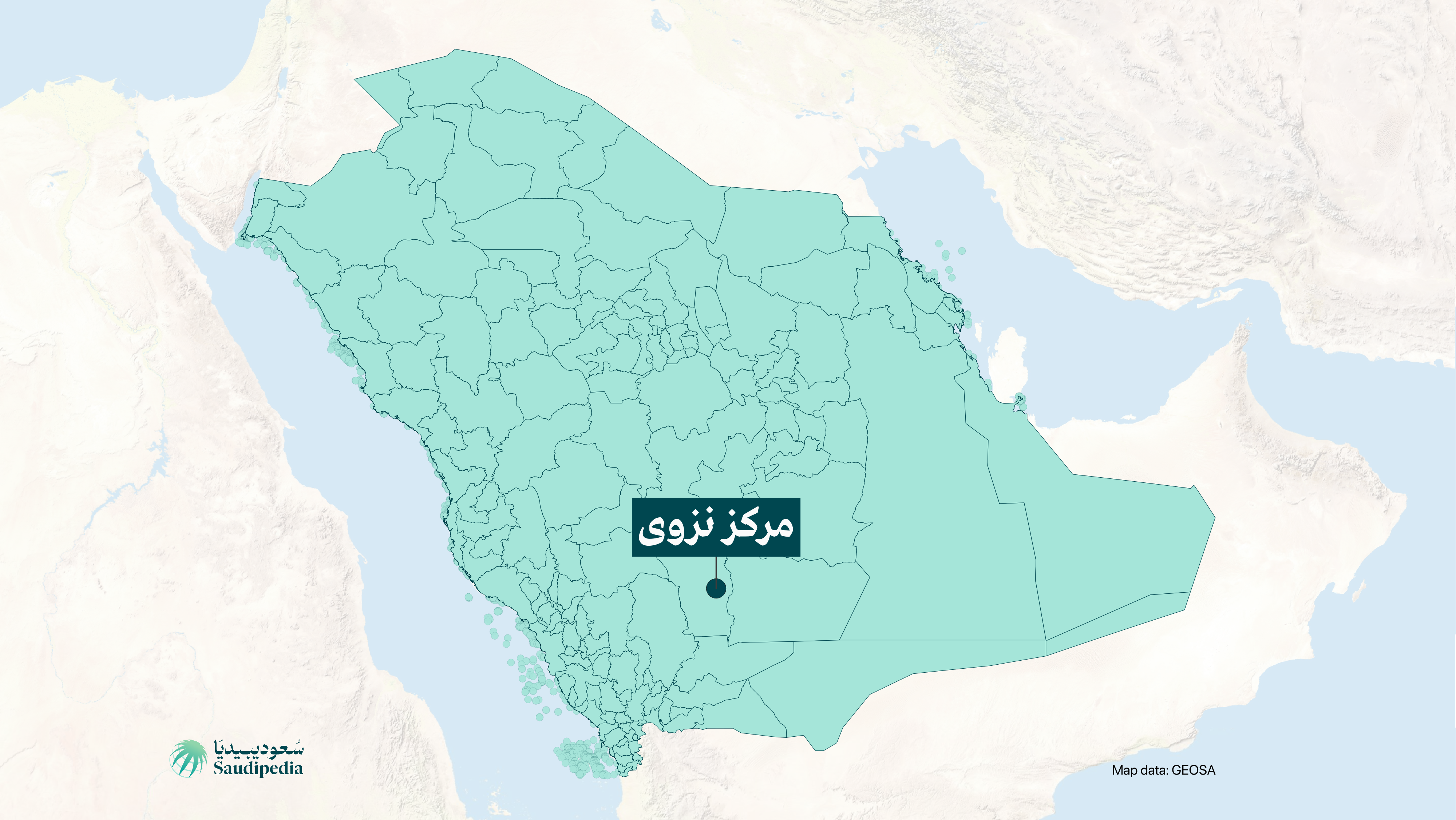 مركز نزوى على خارطة السعودية