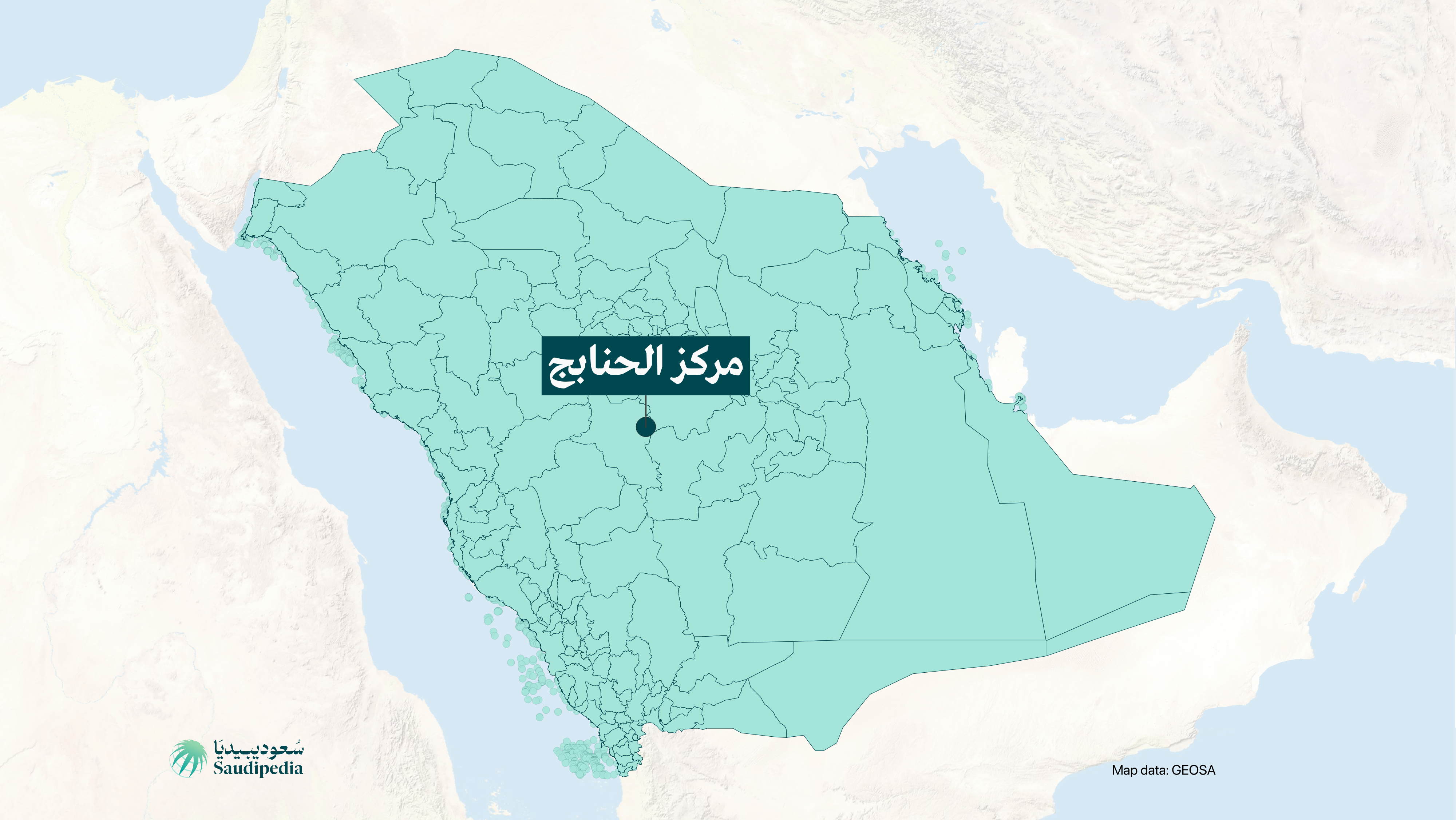 مركز الحنابج على خارطة السعودية
