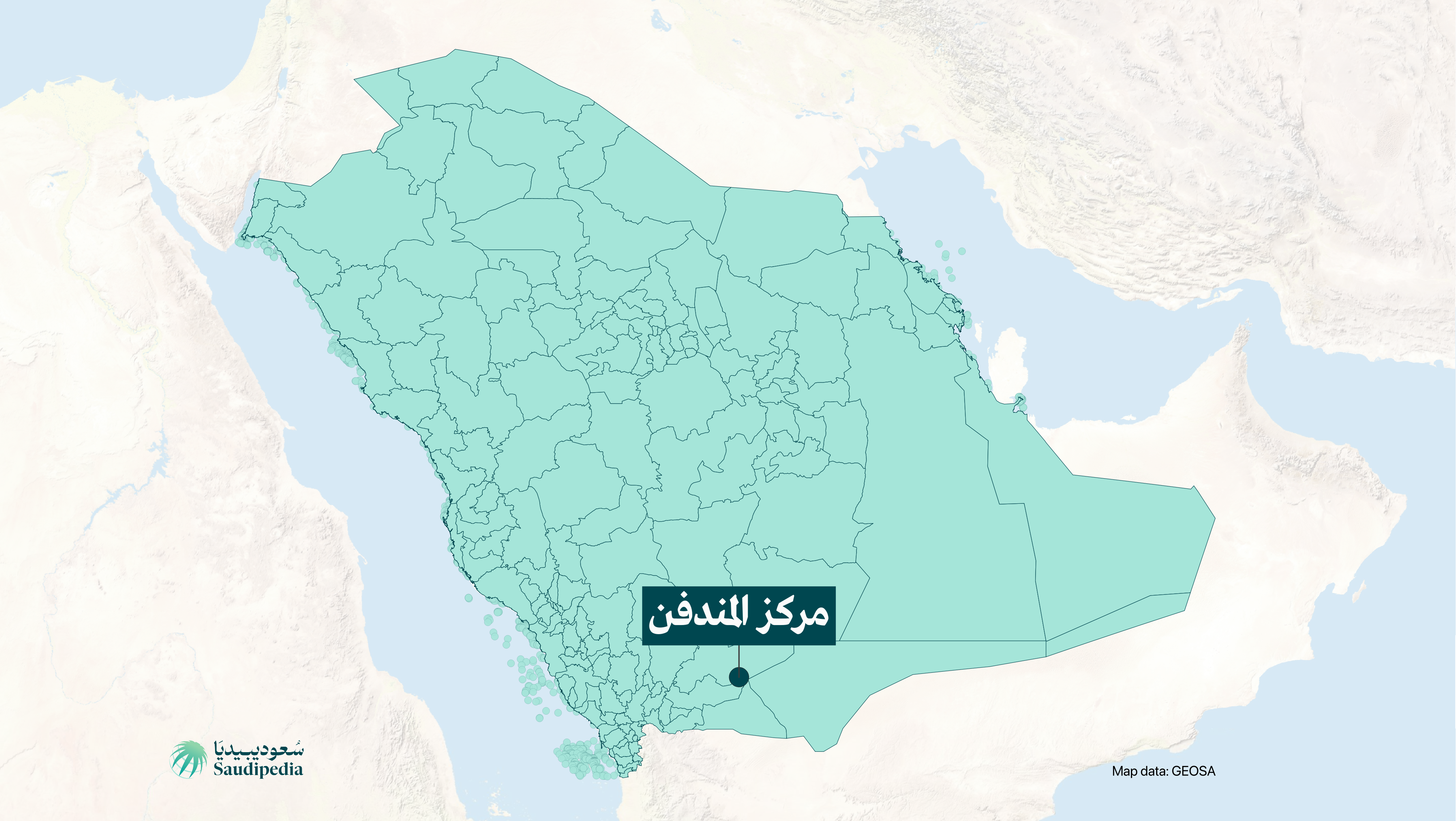 مركز المندفن على خارطة السعودية