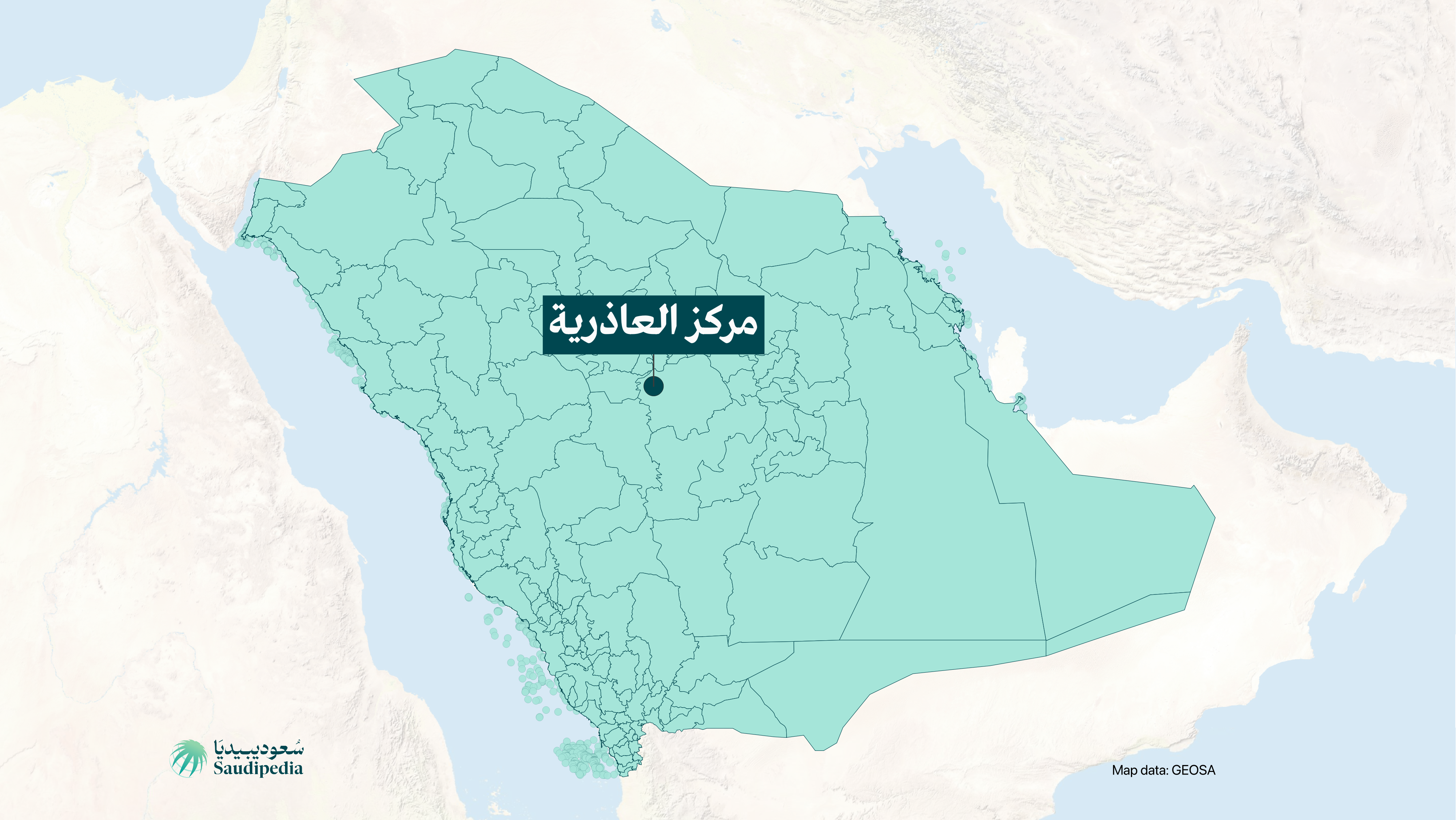 مركز العاذرية على خارطة السعودية
