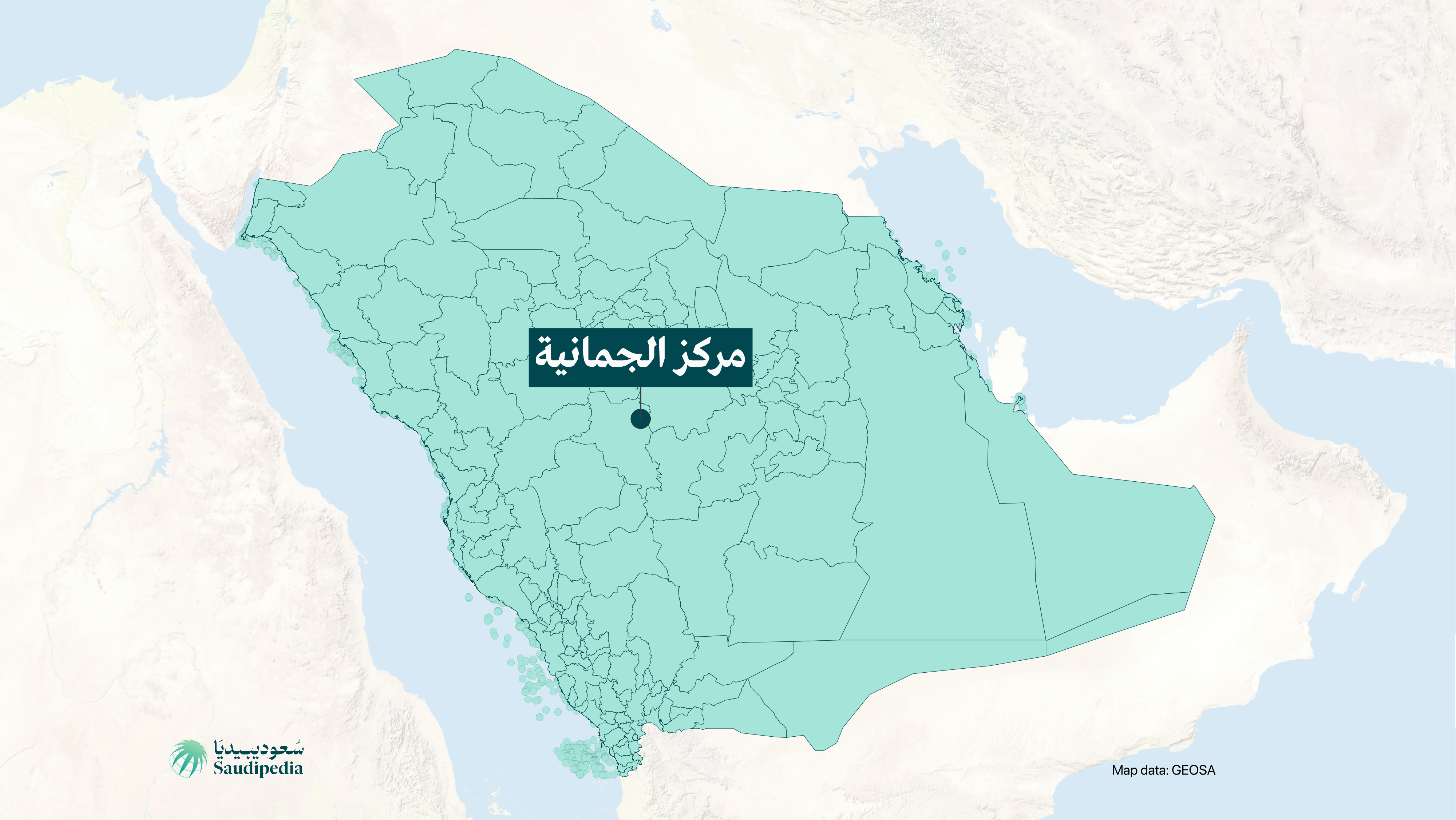 مركز الجمانية على خارطة السعودية