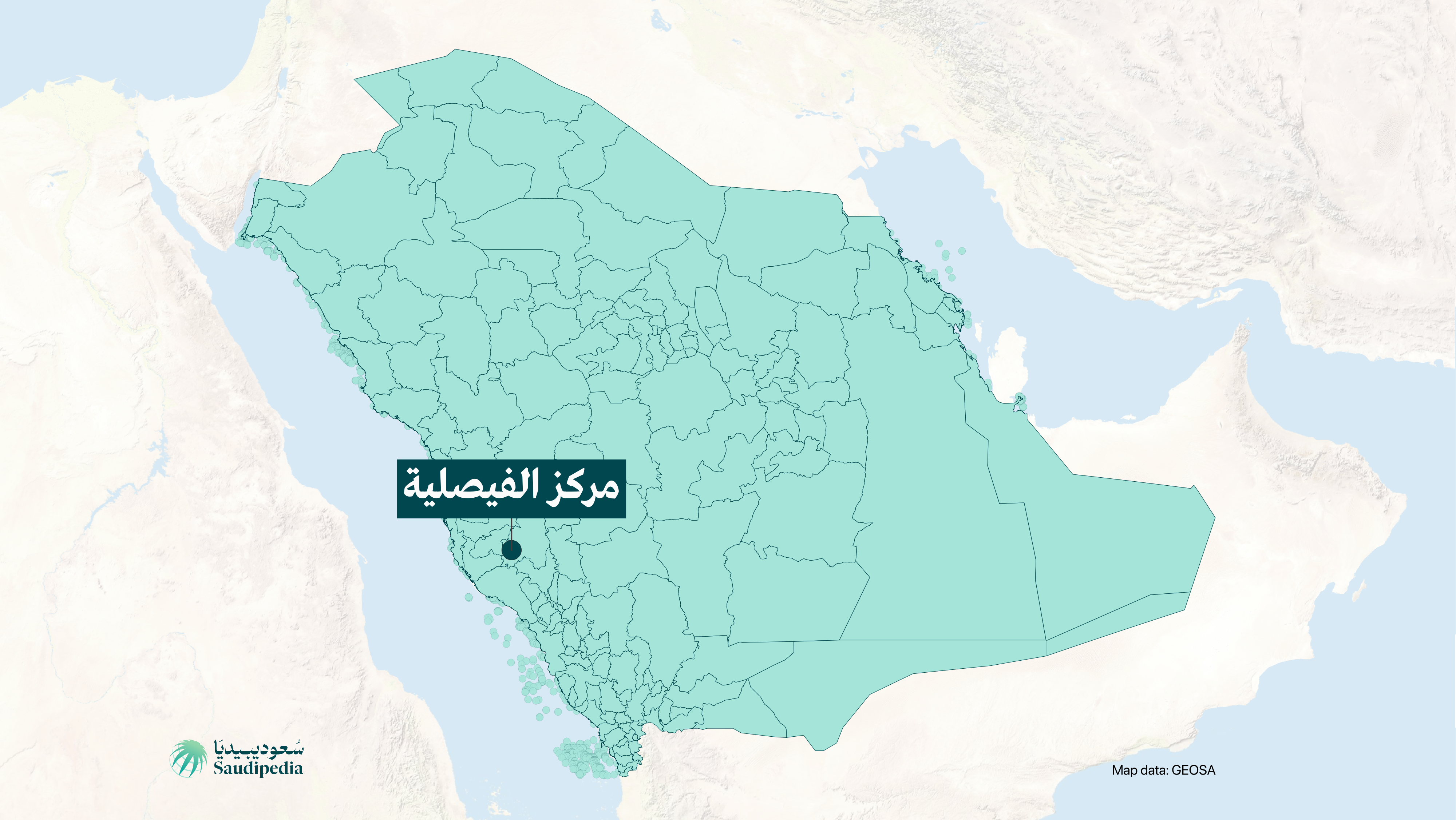 مركز الفيصلية على خارطة السعودية