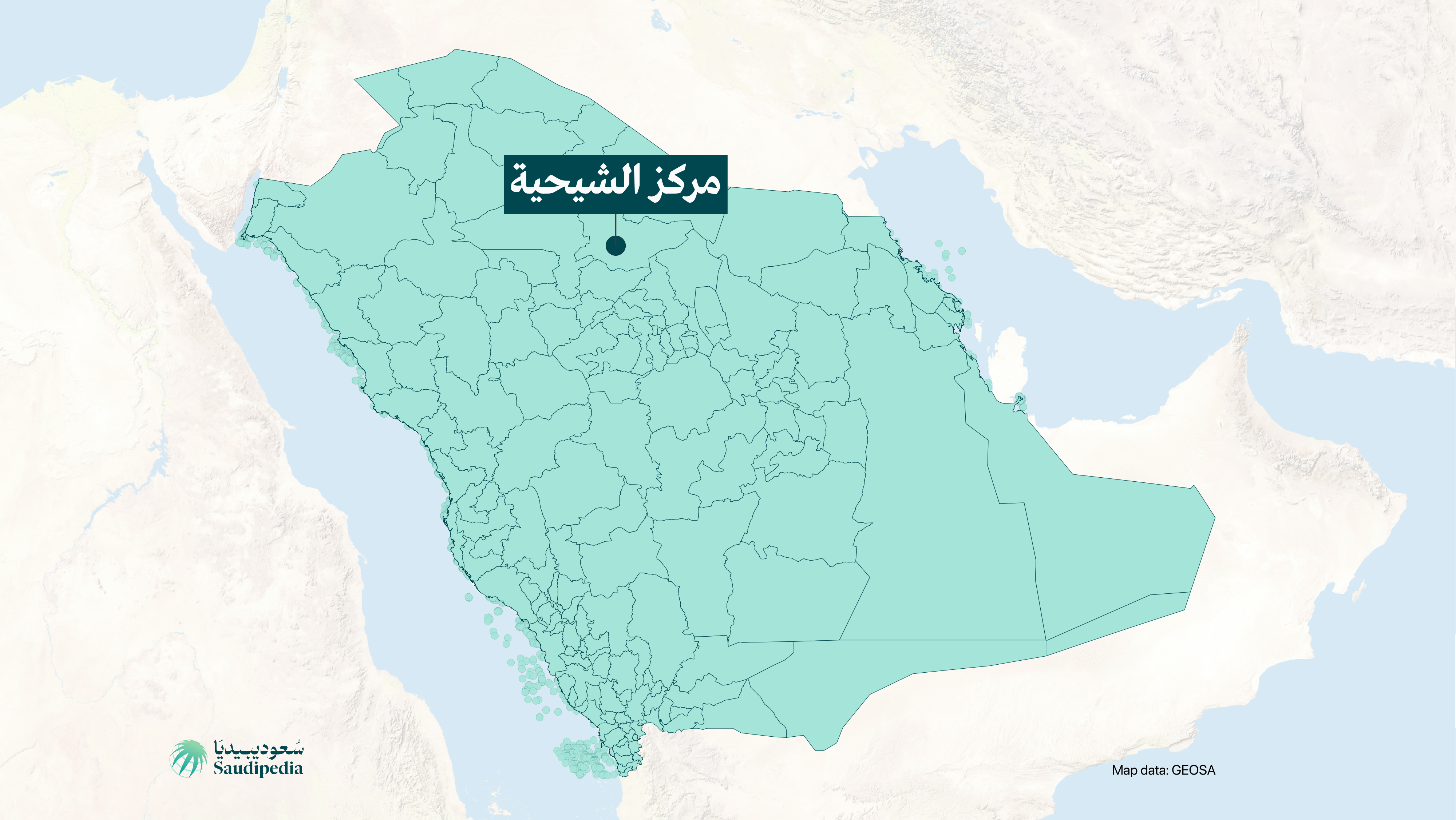 مركز الشيحية على خارطة السعودية