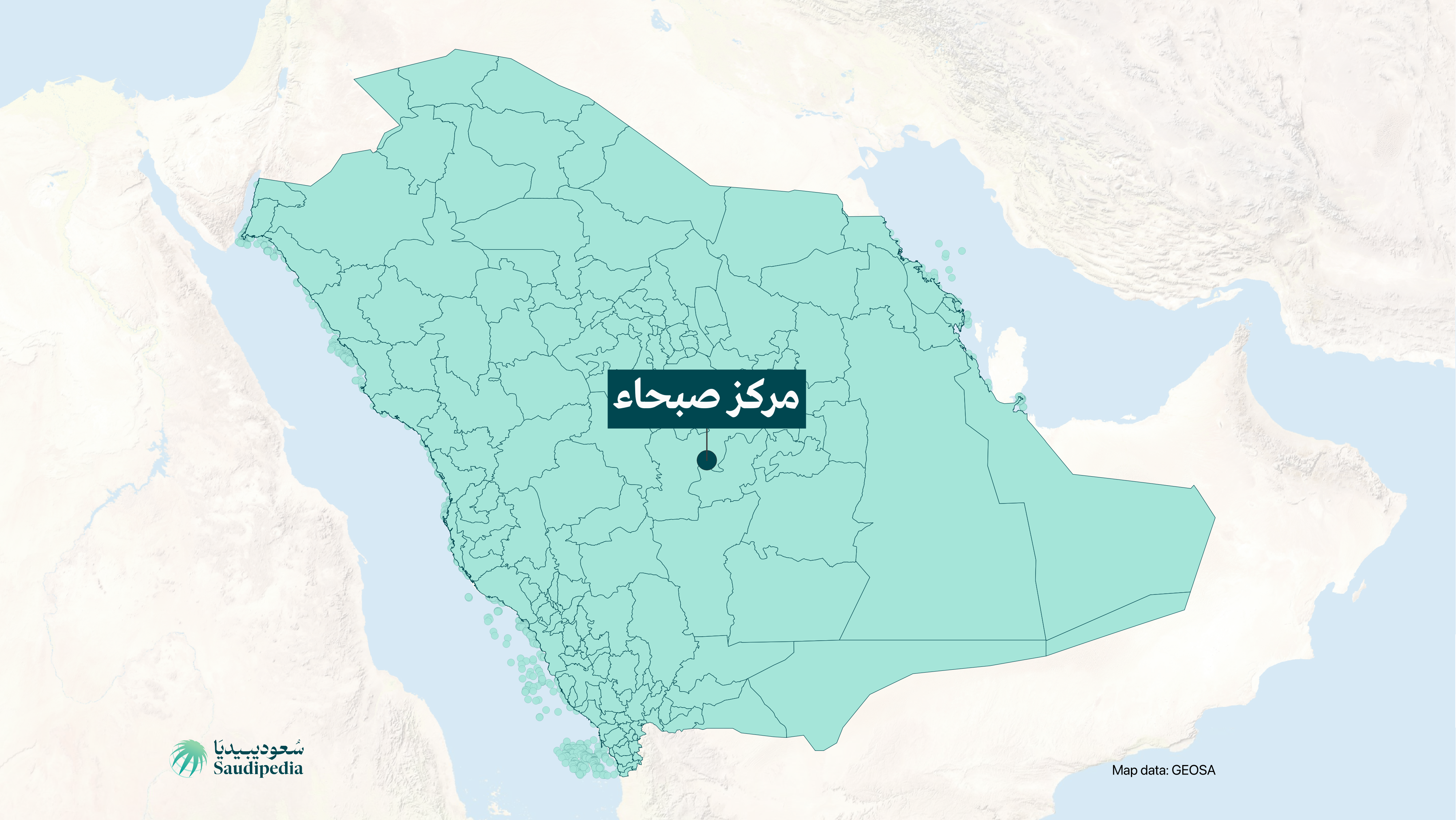 مركز صبحاء على خارطة السعودية