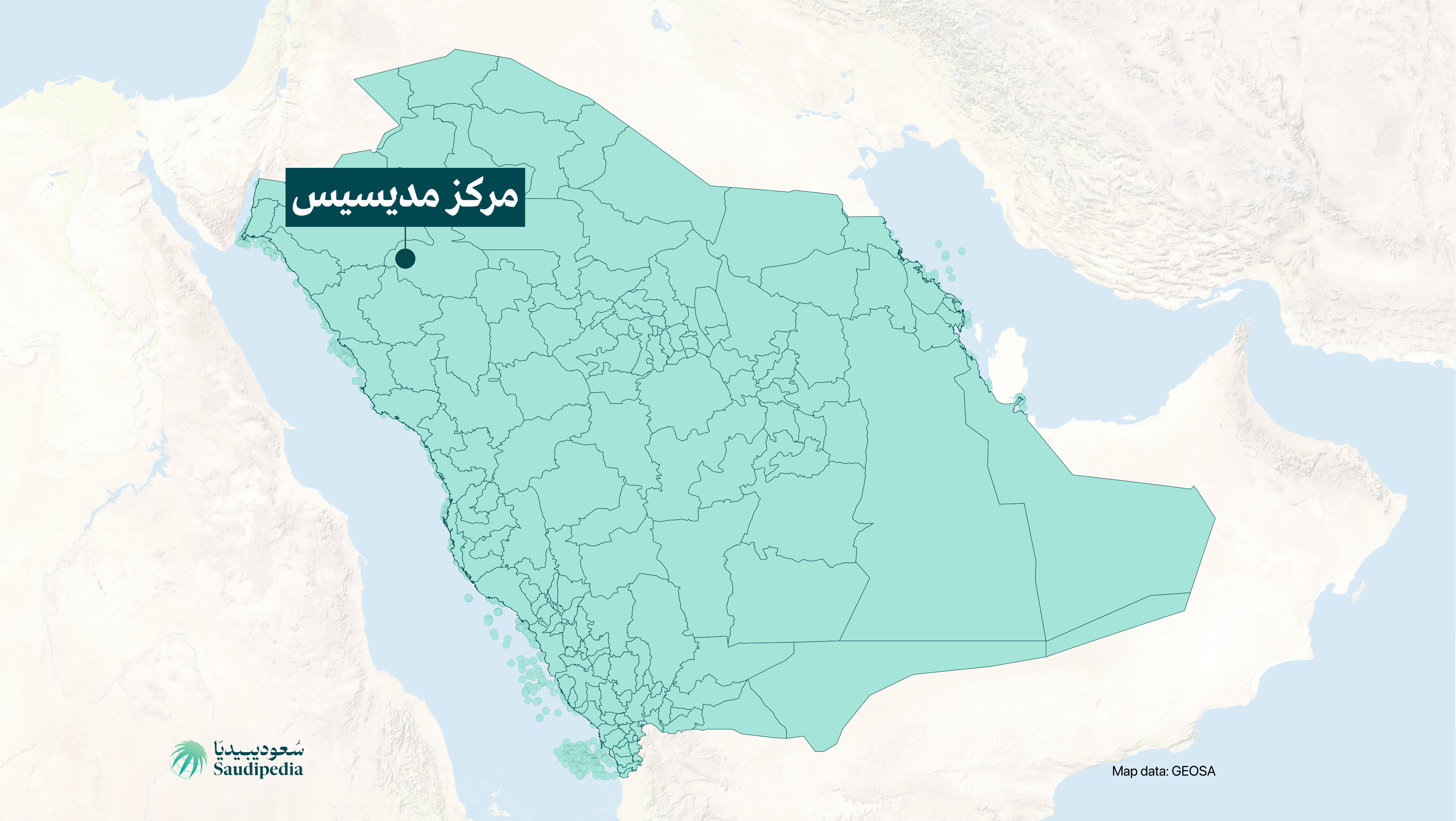 مركز مديسيس على خارطة السعودية