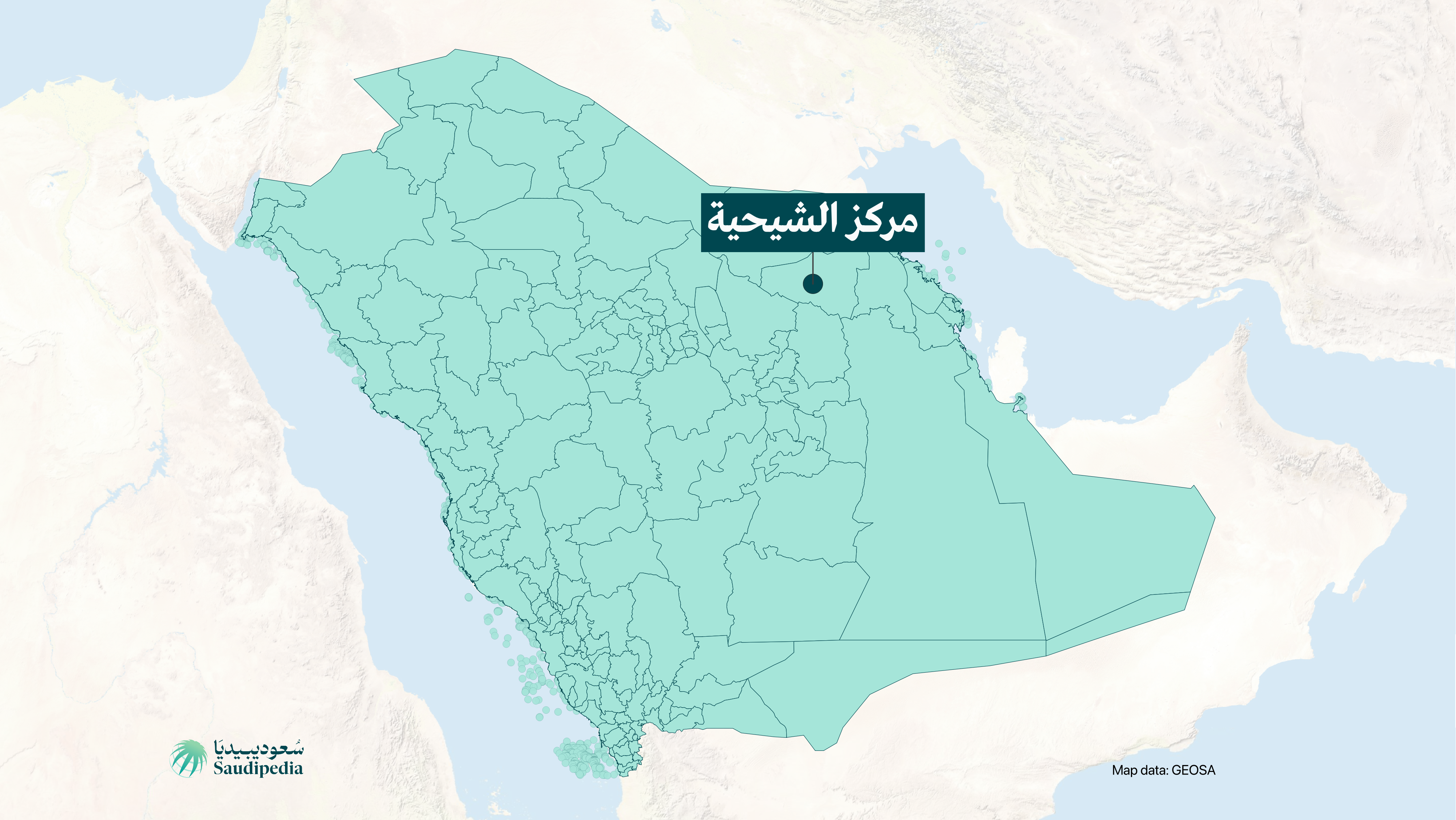 مركز الشيحية على خارطة السعودية