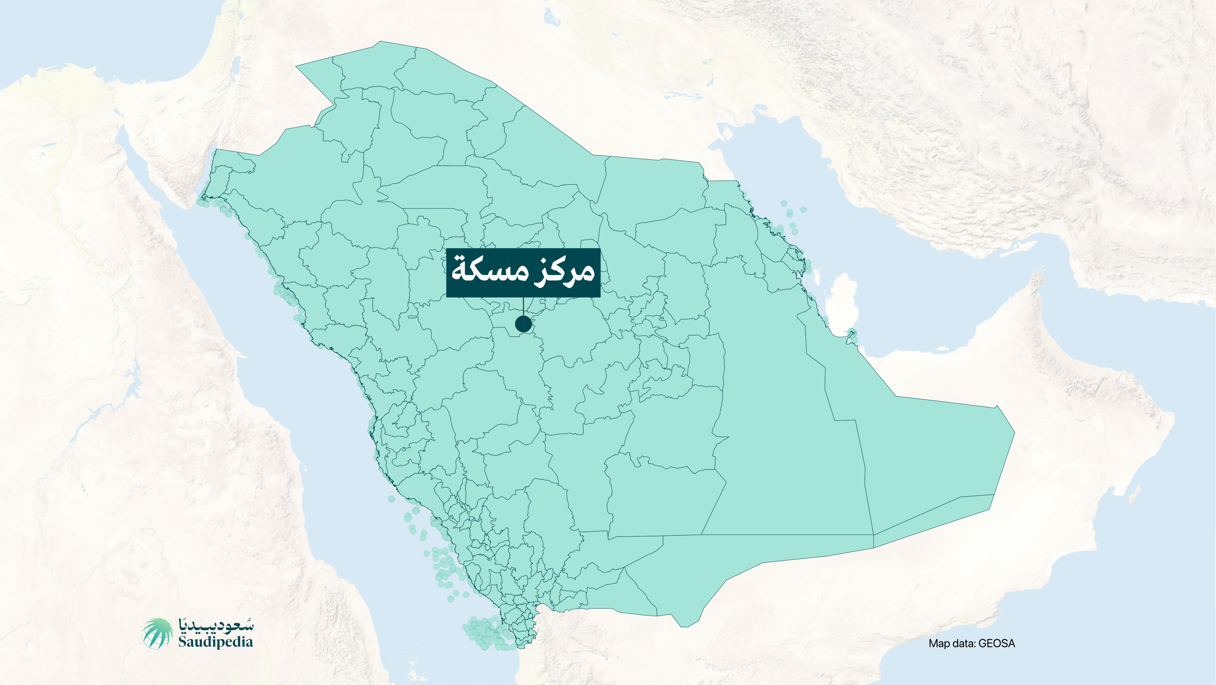 مركز مسكة على خارطة السعودية