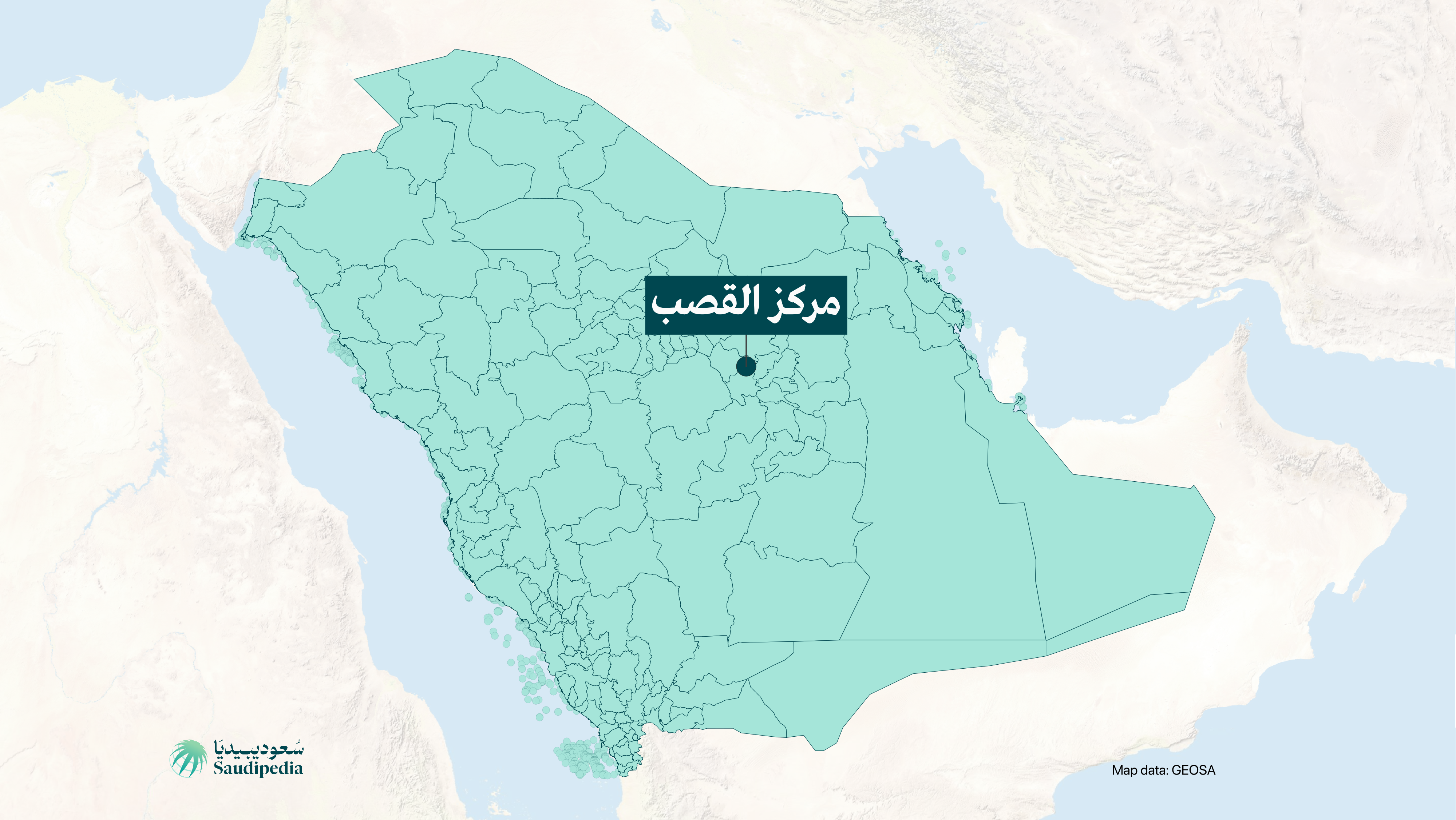 مركز القصب على خارطة السعودية