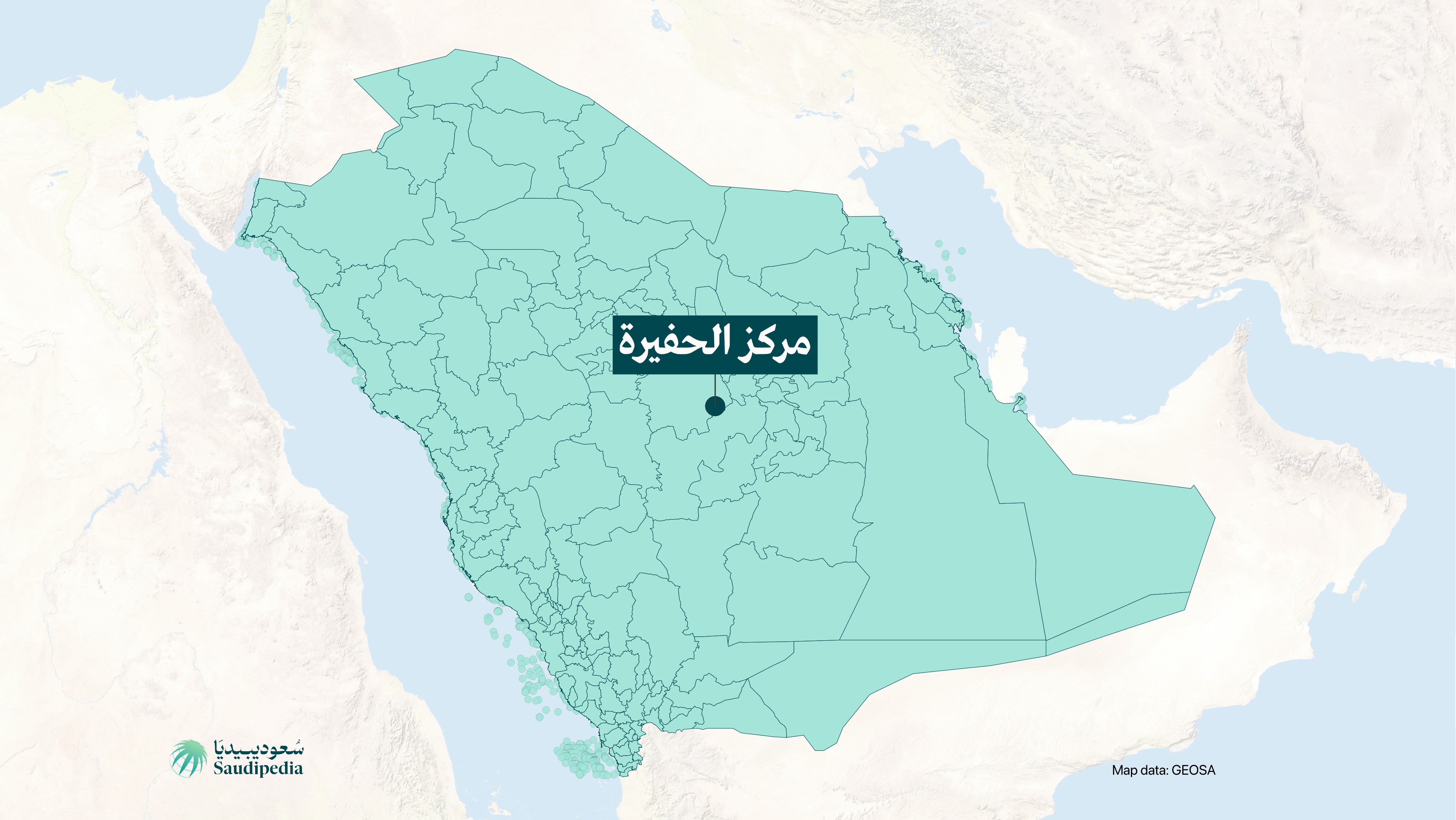 مركز الحفيرة على خارطة السعودية