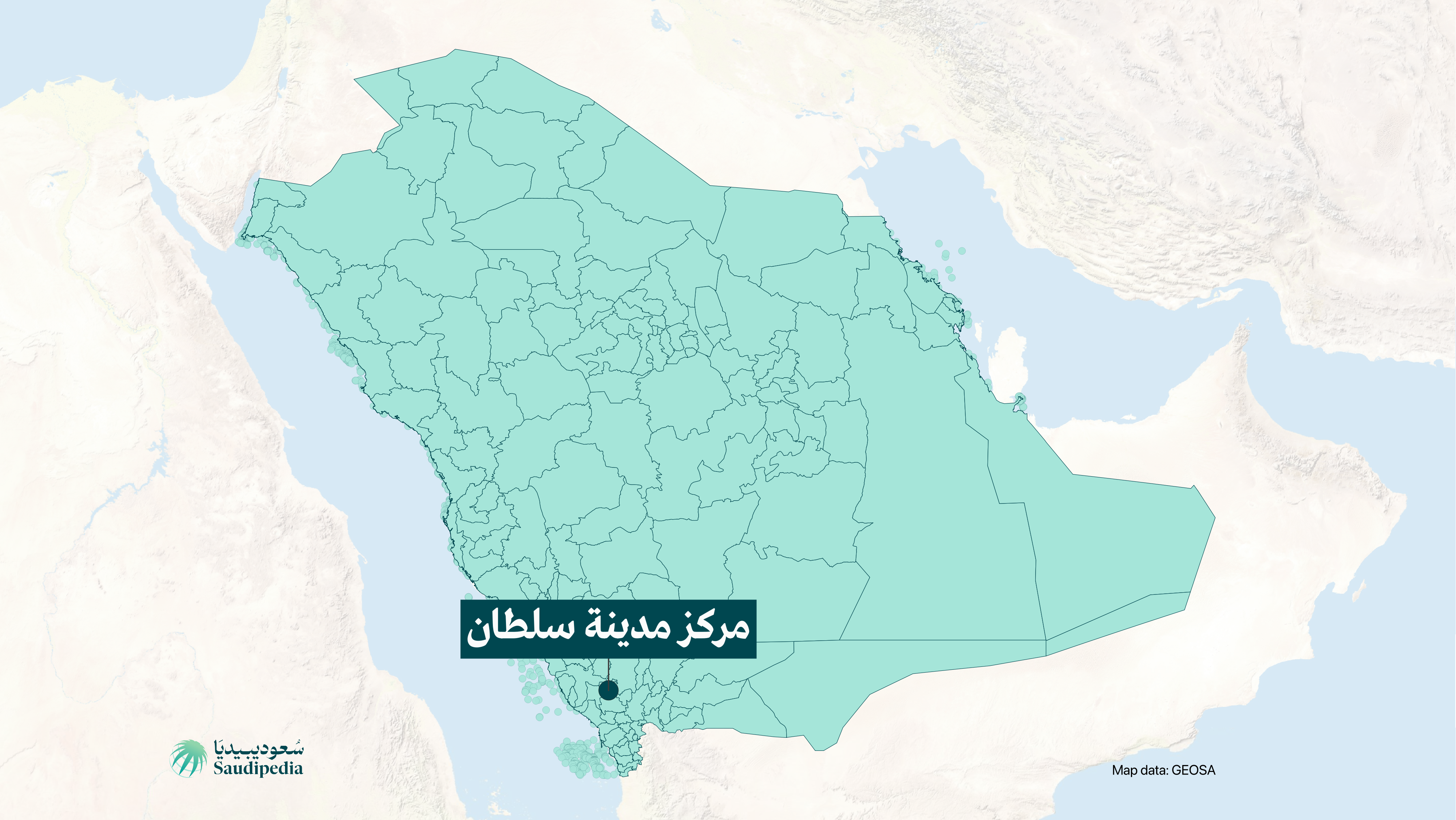 مركز مدينة سلطان على خارطة السعودية