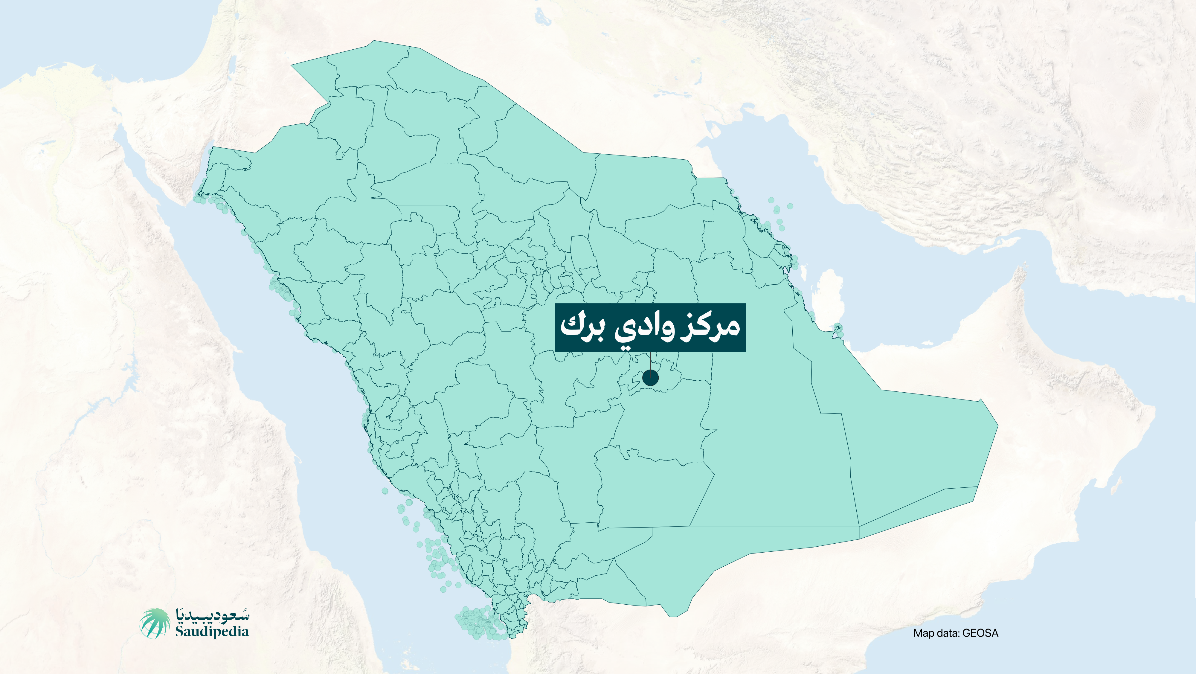 مركز وادي برك على خارطة السعودية