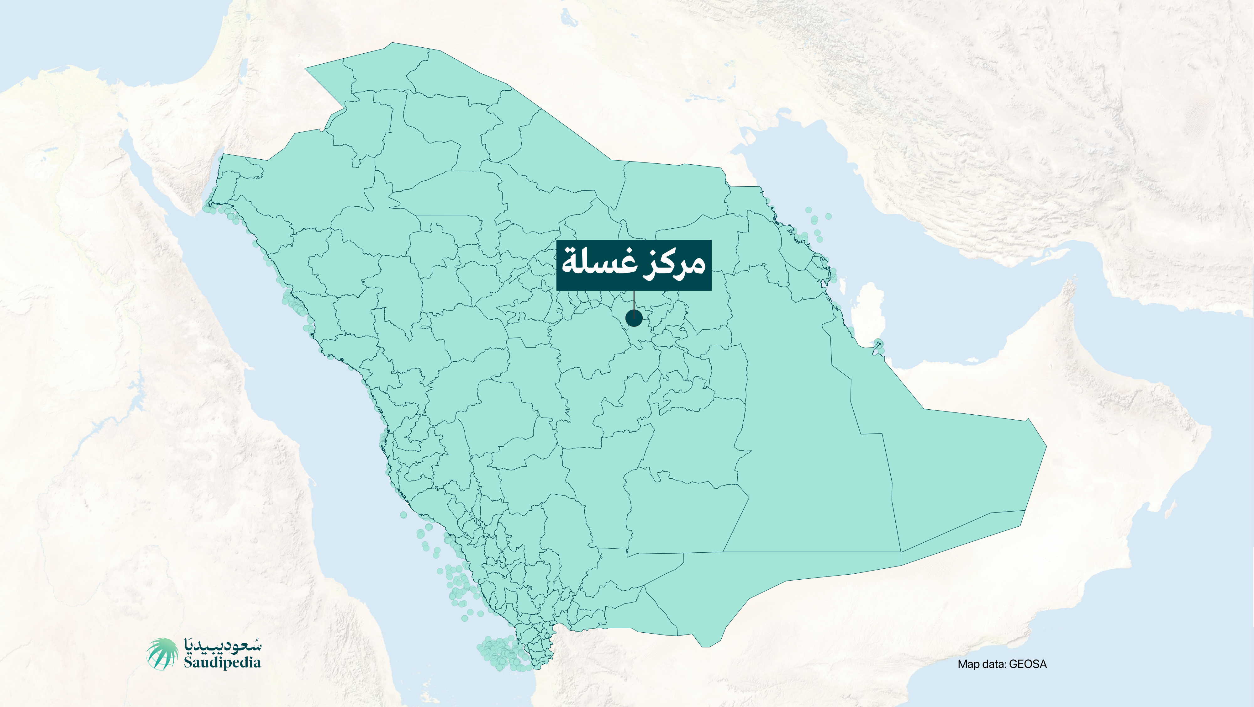 مركز غسلة على خارطة السعودية