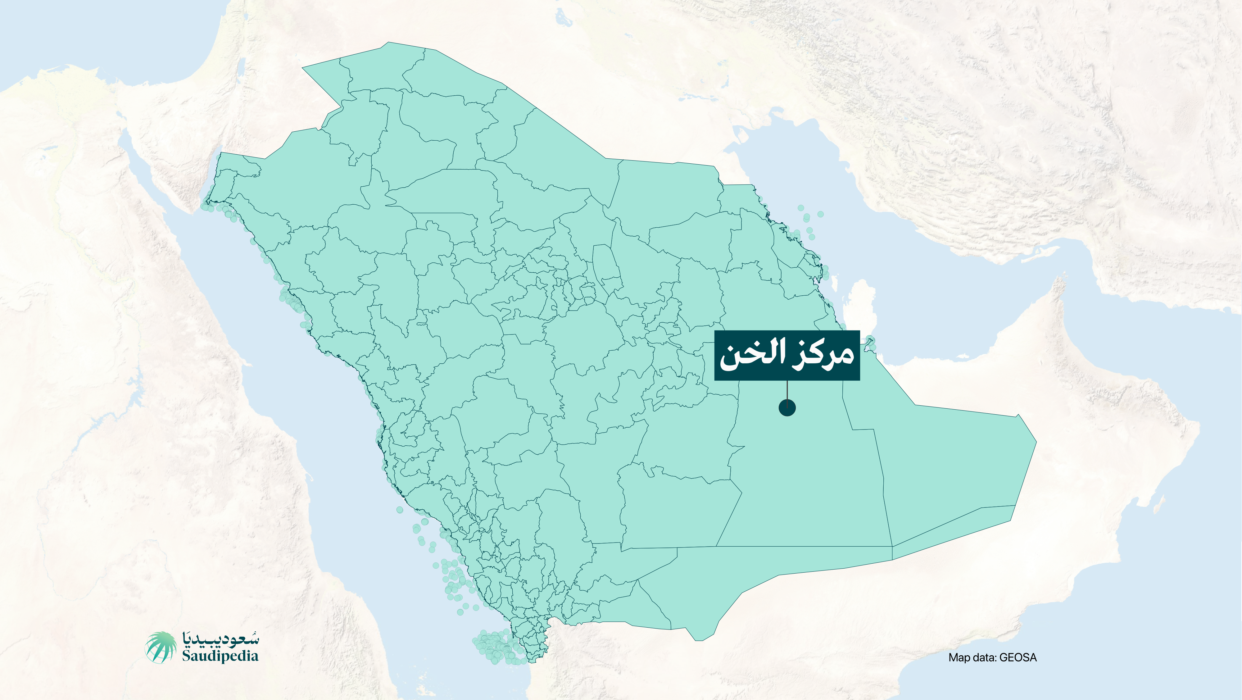مركز الخن على خارطة السعودية