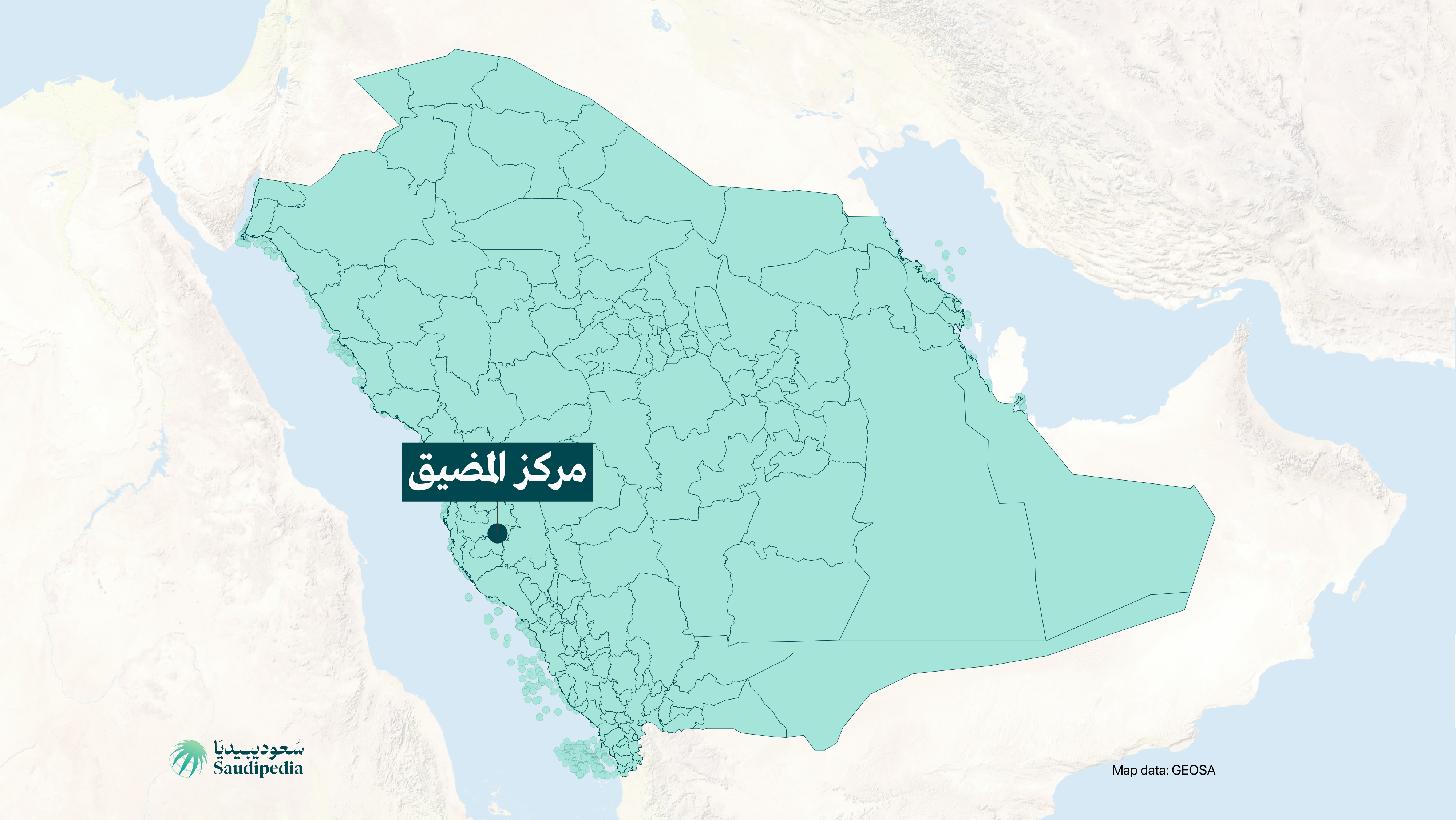 مركز المضيق على خارطة السعودية