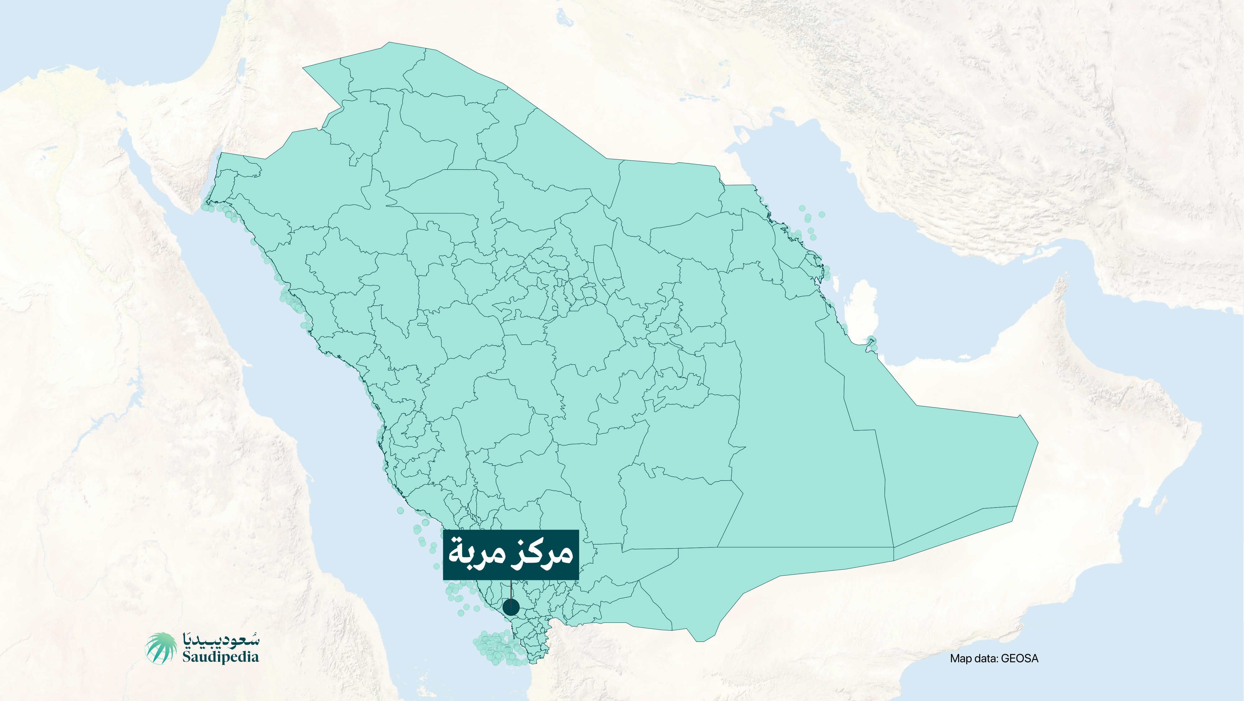 مركز مربة على خارطة السعودية