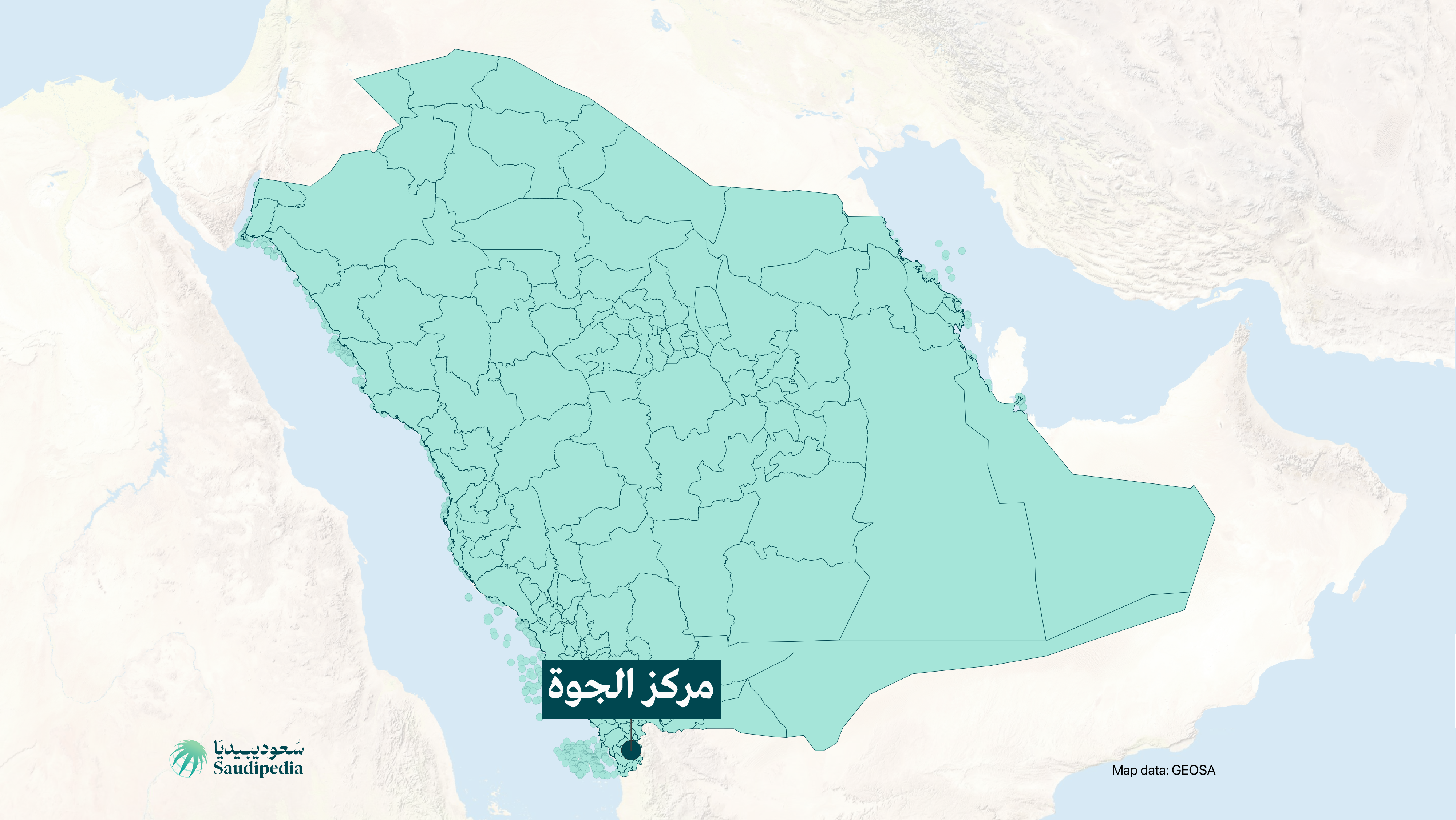 مركز الجوة على خارطة السعودية