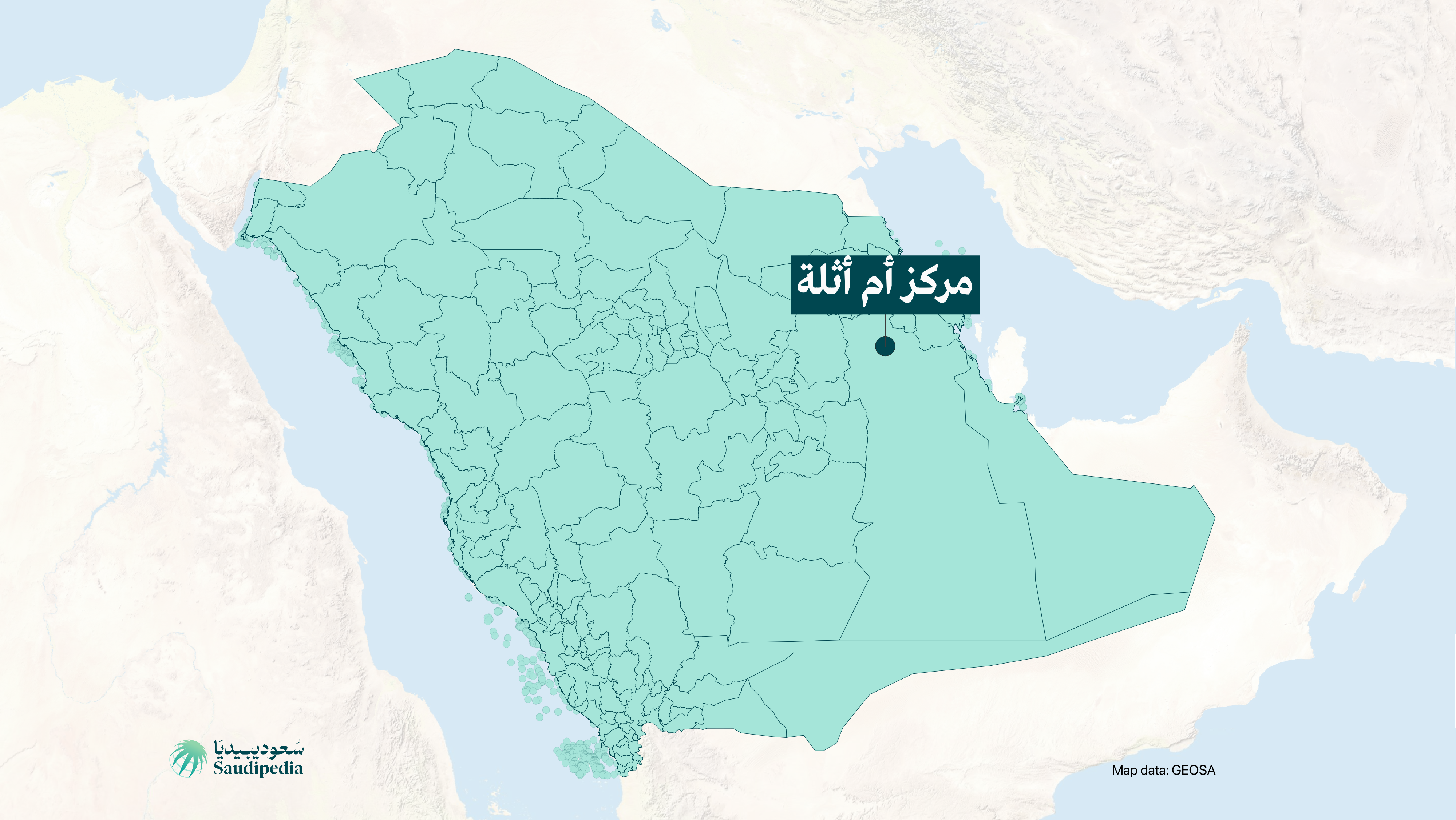 مركز أم أثلة على خارطة السعودية
