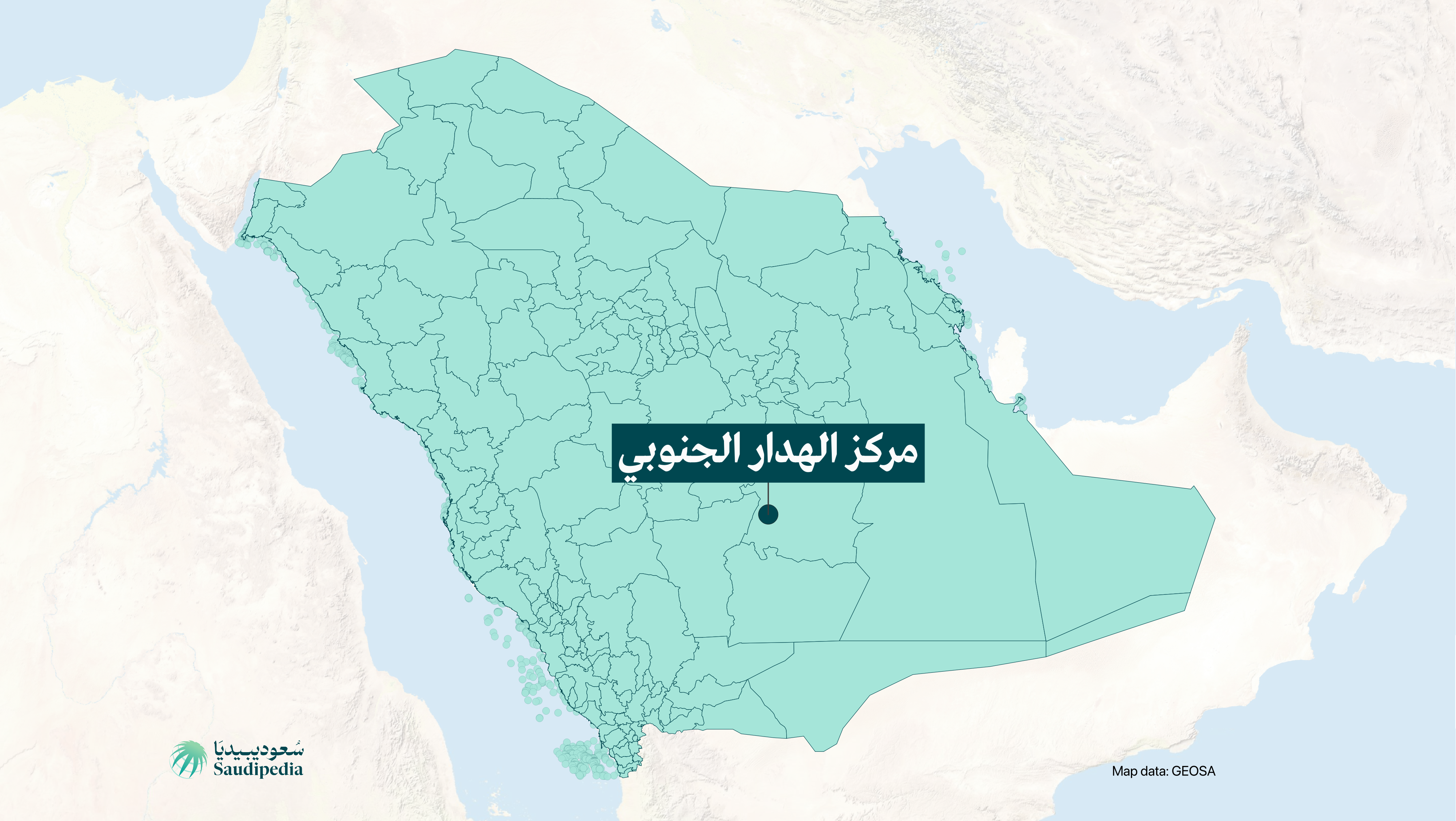 مركز الهدار الجنوبي على خارطة السعودية