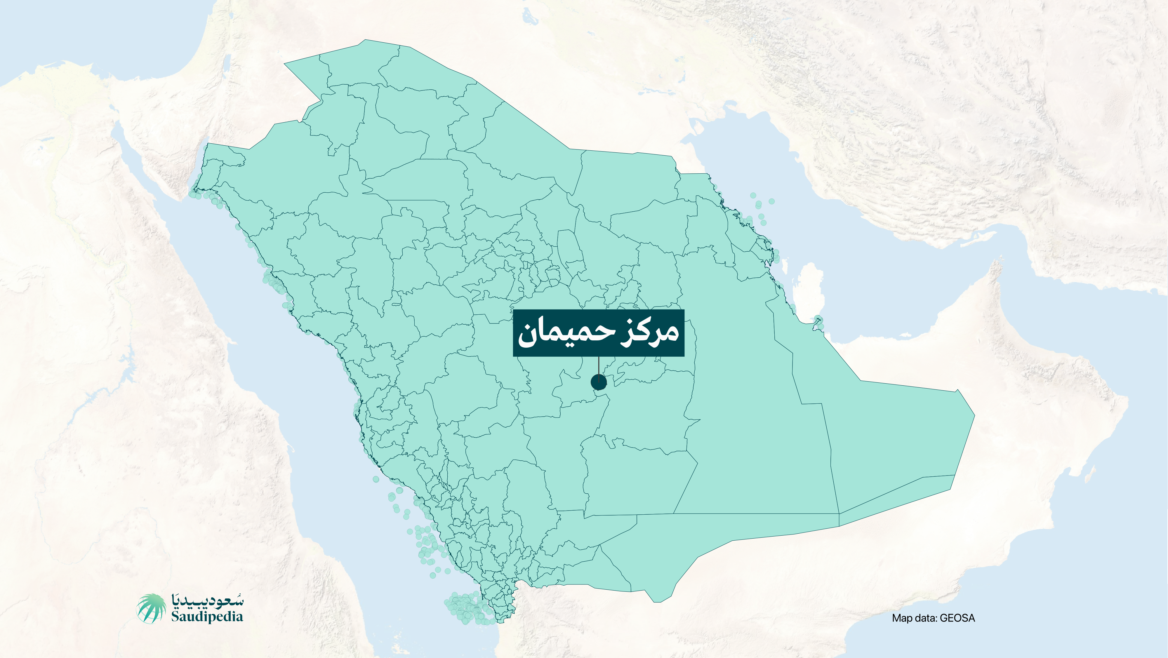 مركز حميمان على خارطة السعودية
