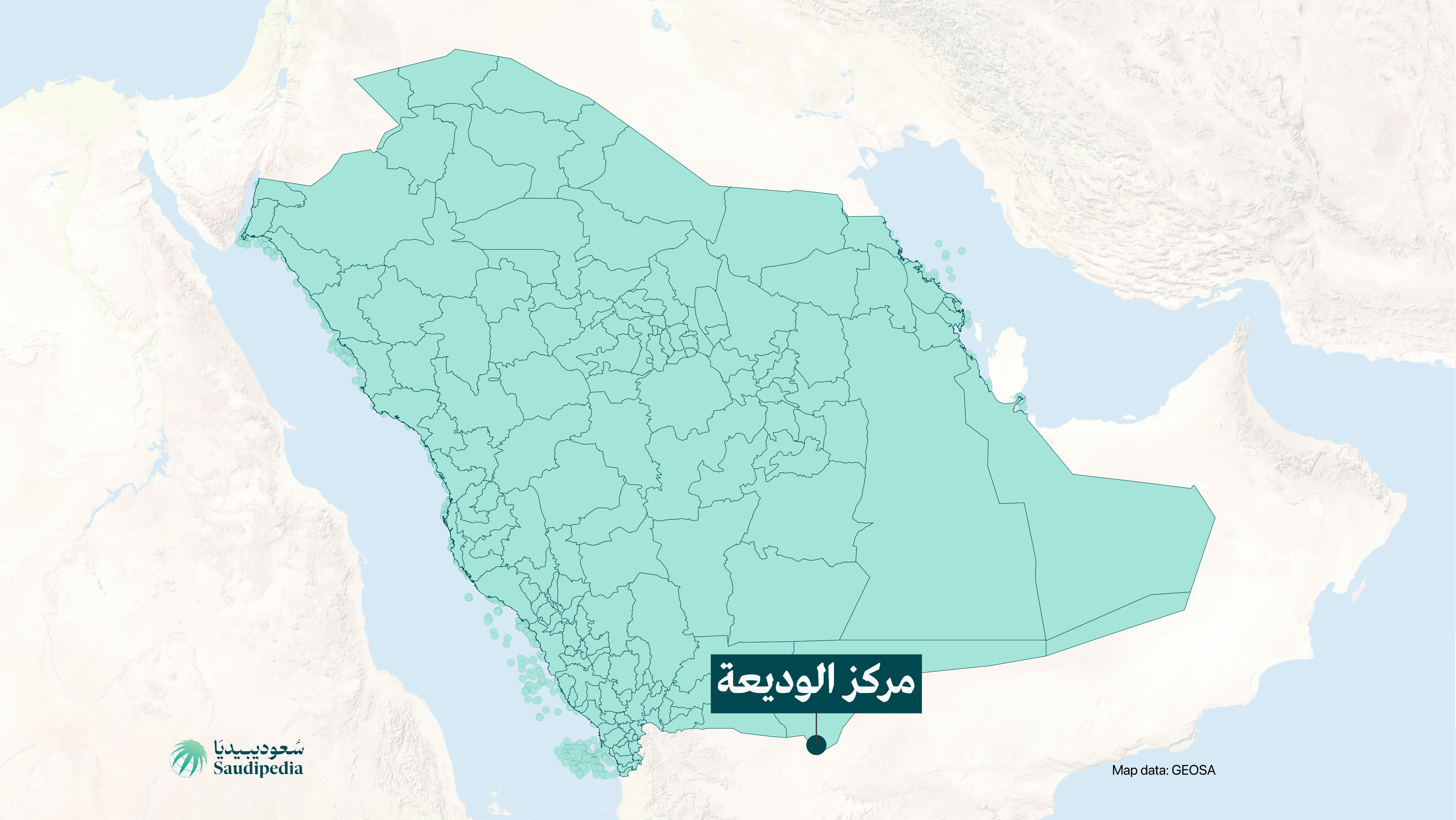 مركز الوديعة على خارطة السعودية