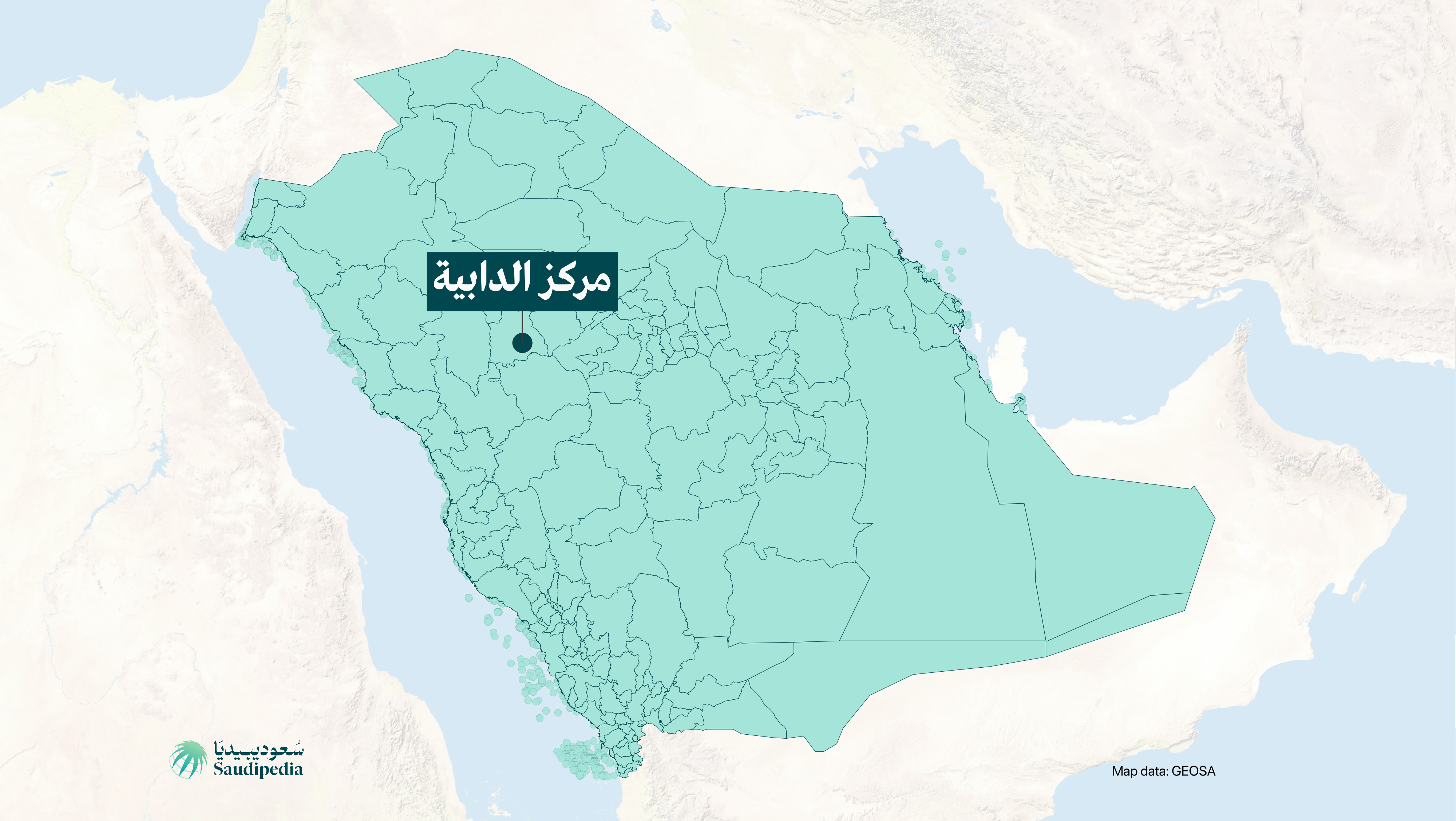 مركز الدابية على خارطة السعودية