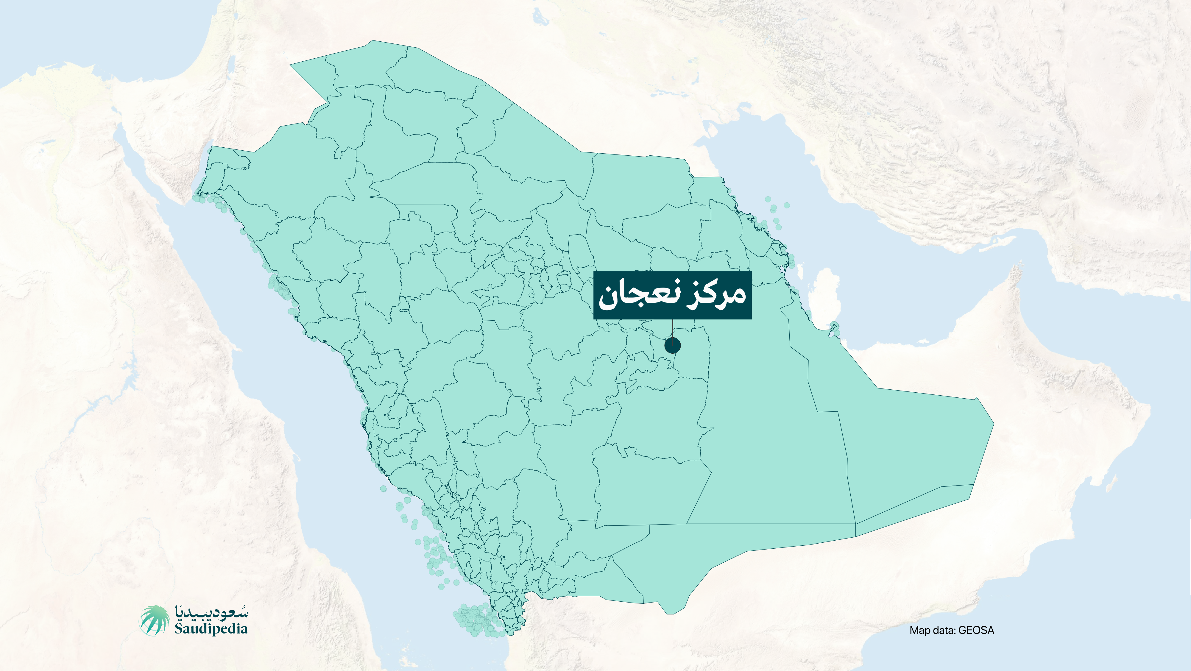 مركز نعجان على خارطة السعودية