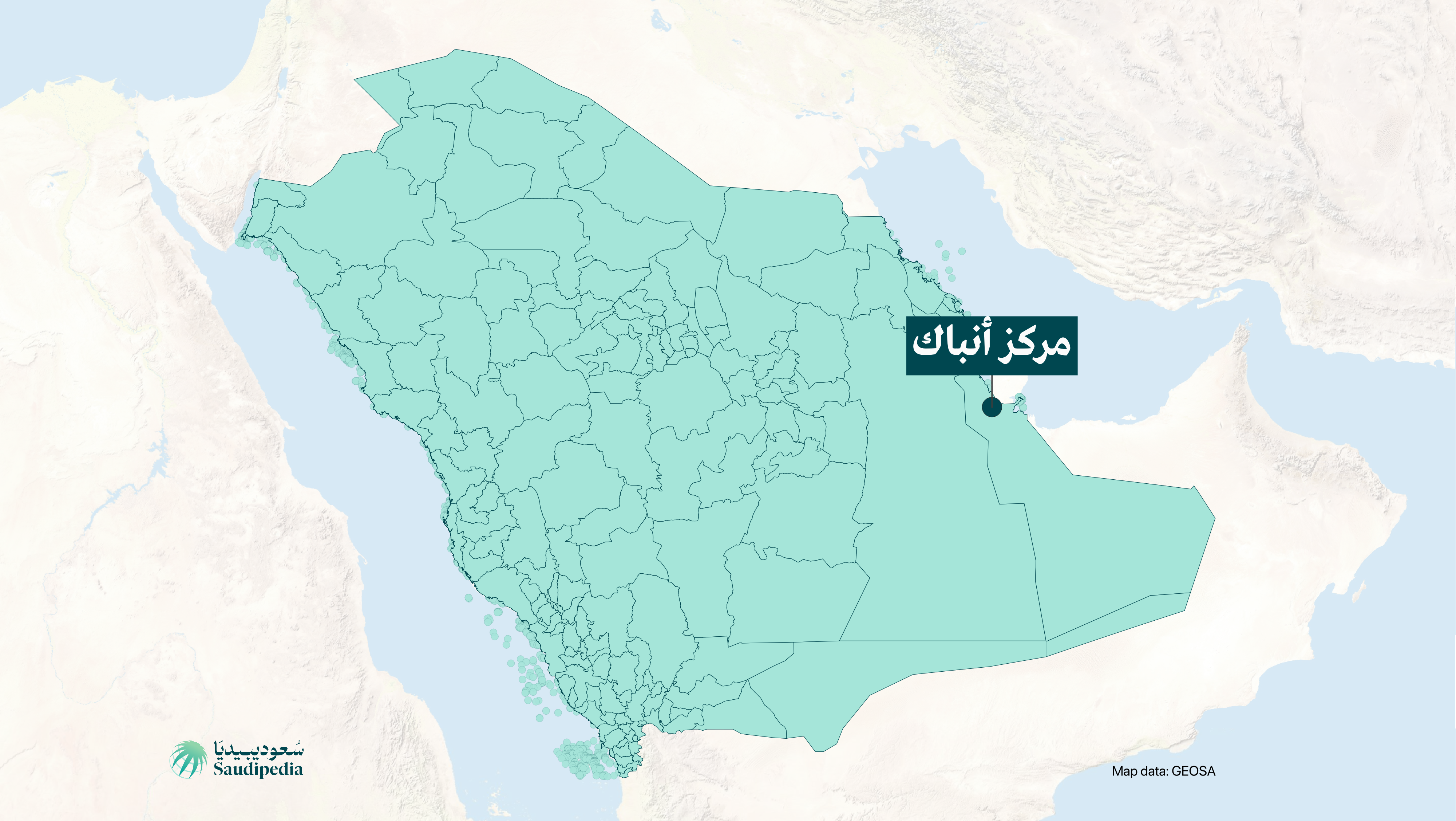 مركز أنباك على خارطة السعودية