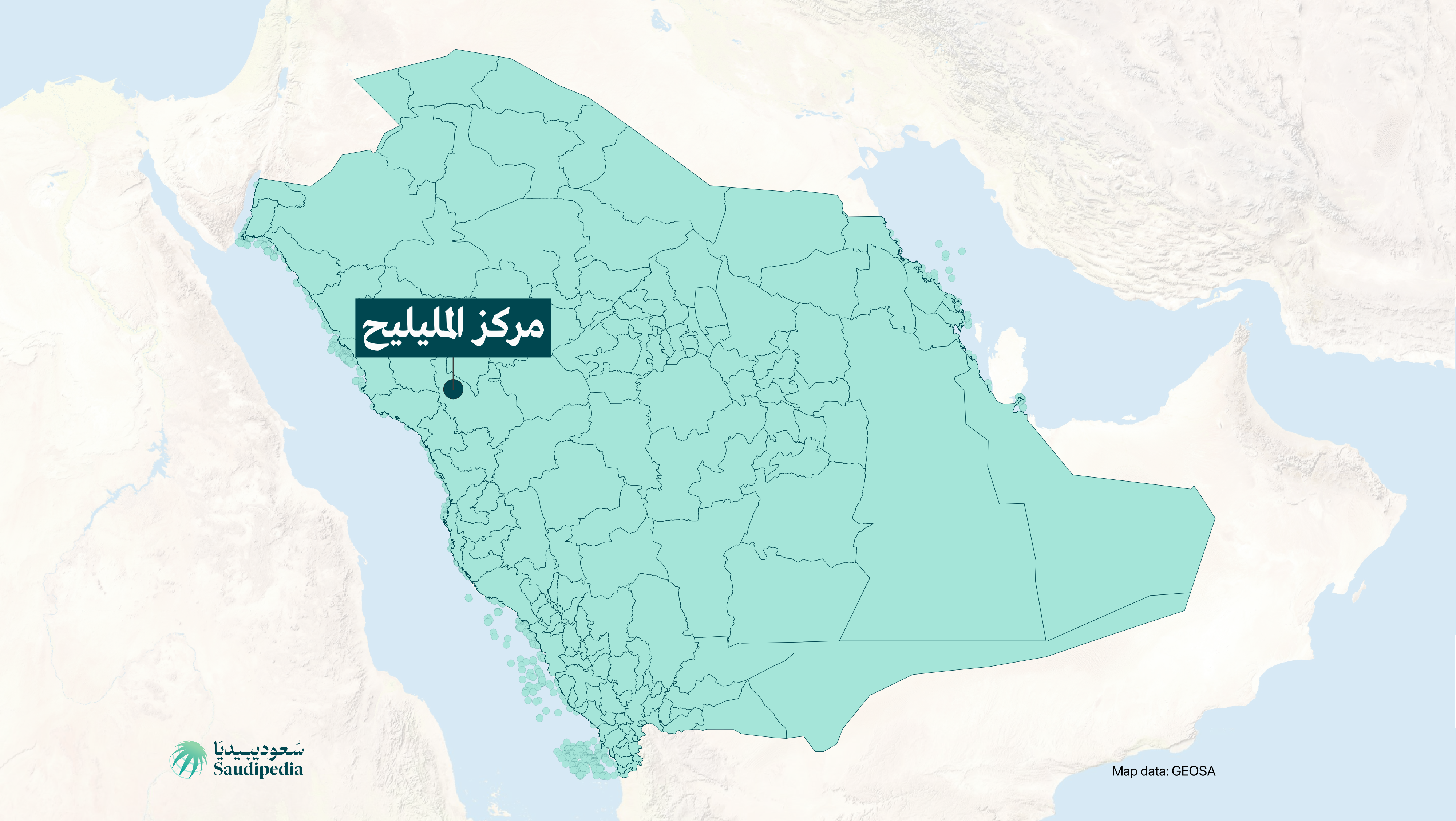 مركز المليليح  على خارطة السعودية