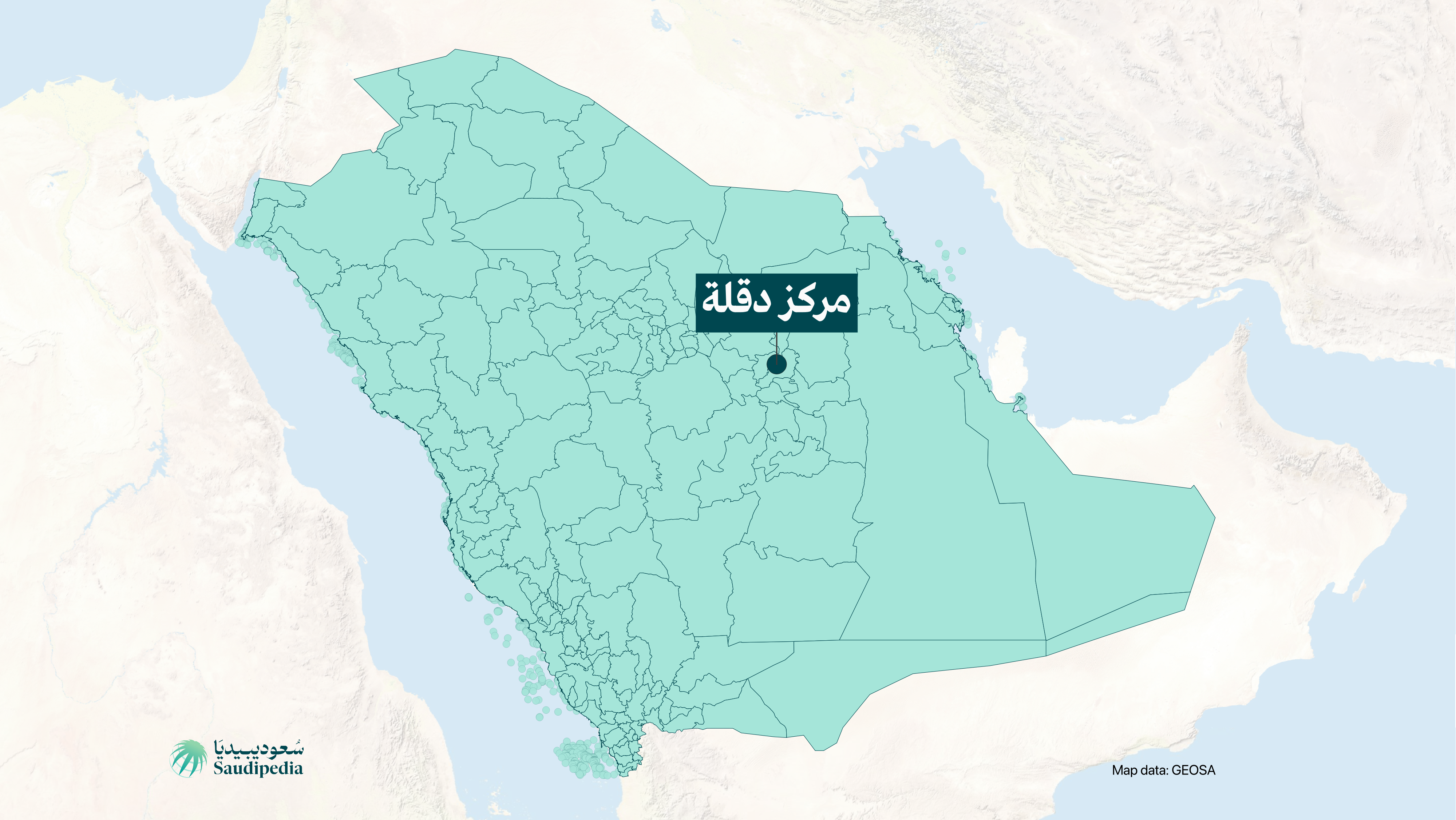 مركز دقلة على خارطة السعودية