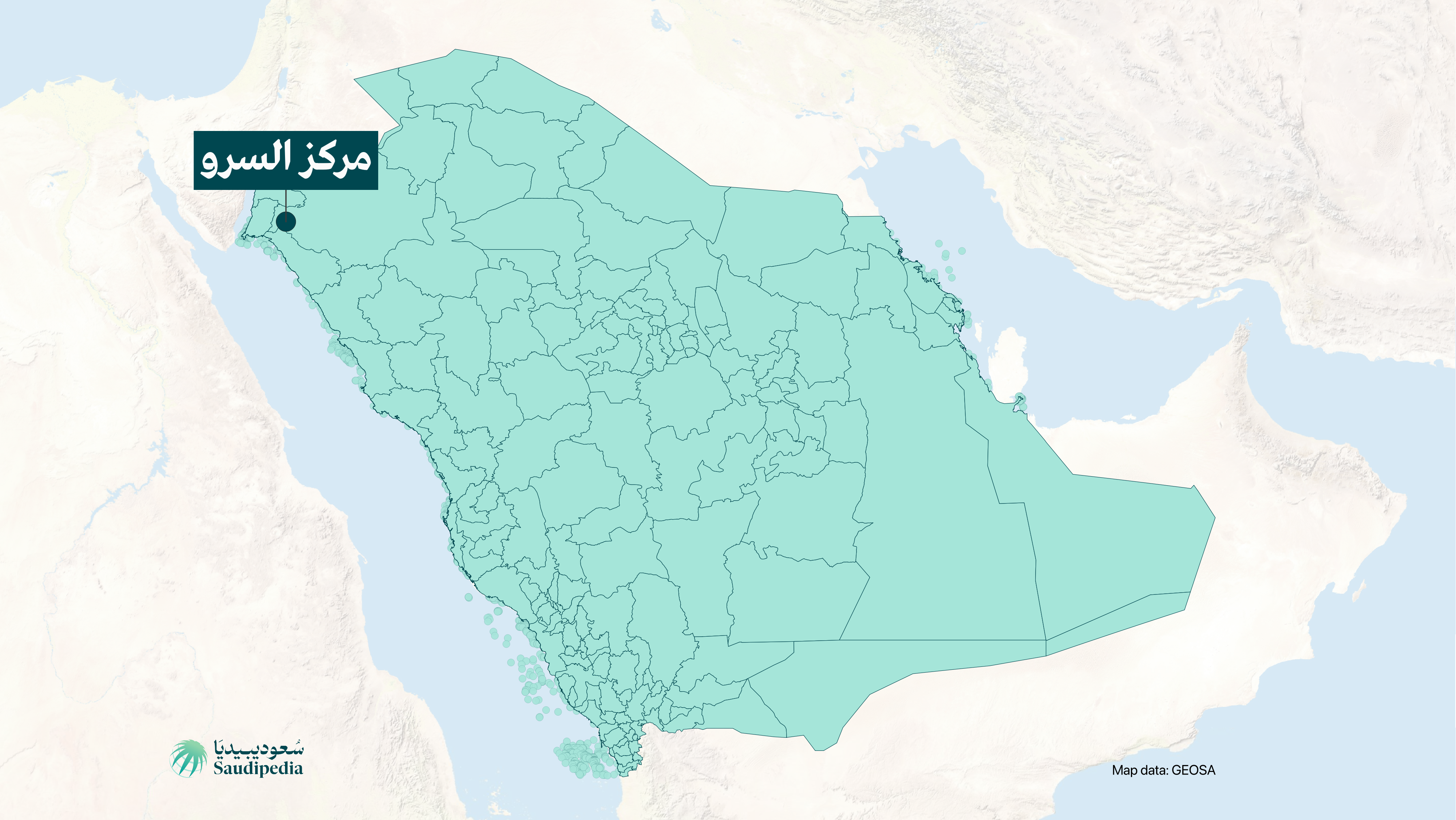 مركز السرو على خارطة السعودية