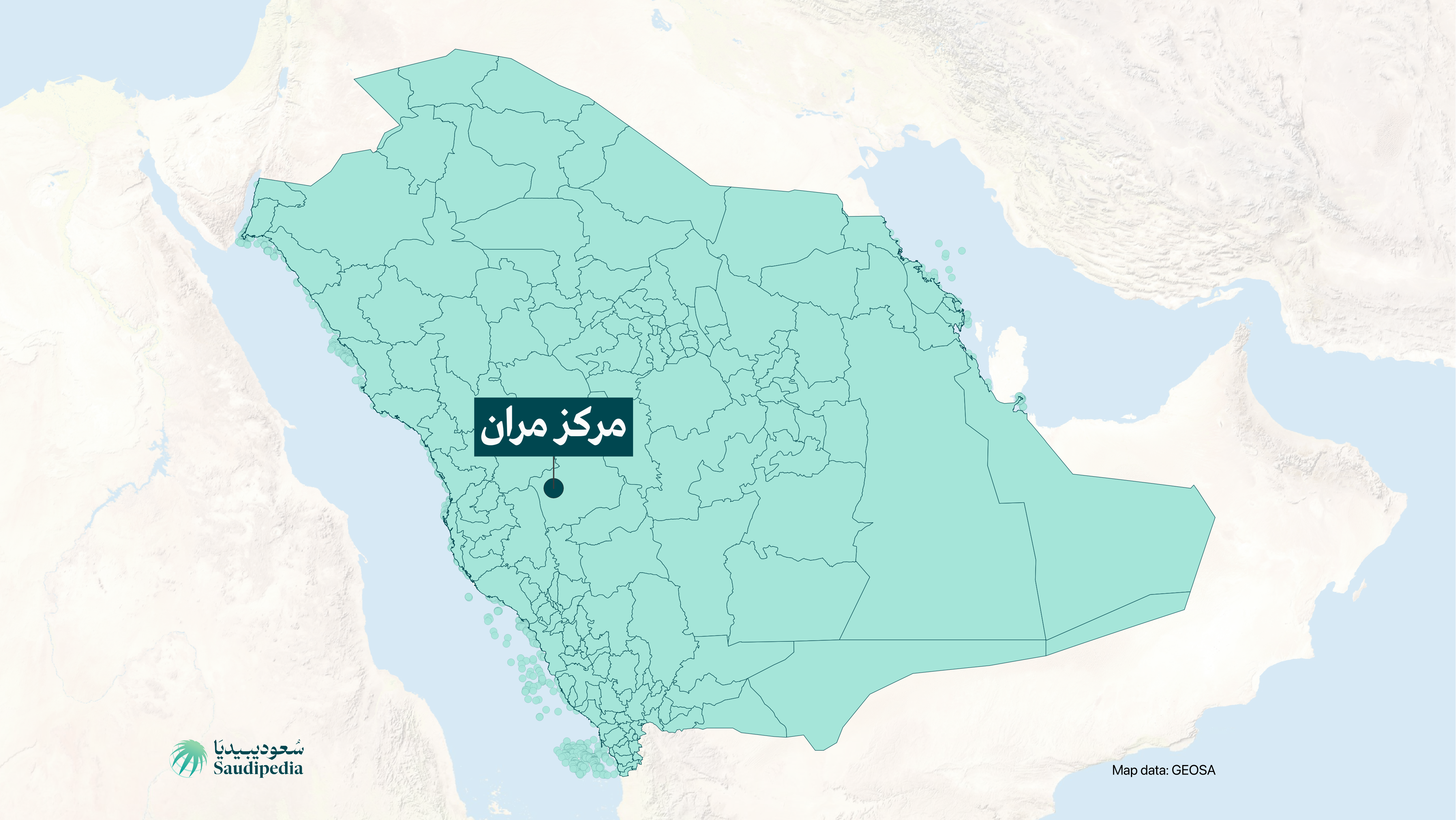 موقع مركز مران على خارطة السعودية