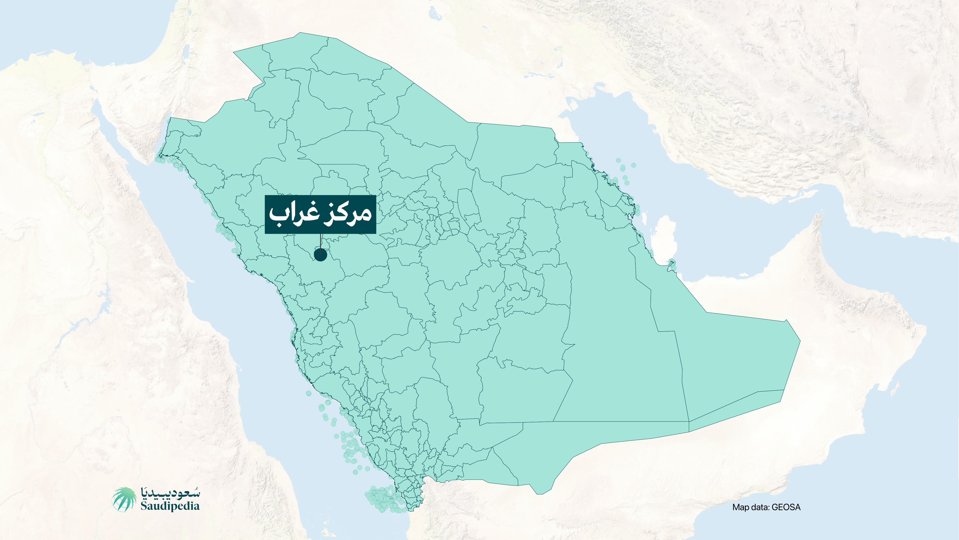 مركز غراب على خارطة السعودية