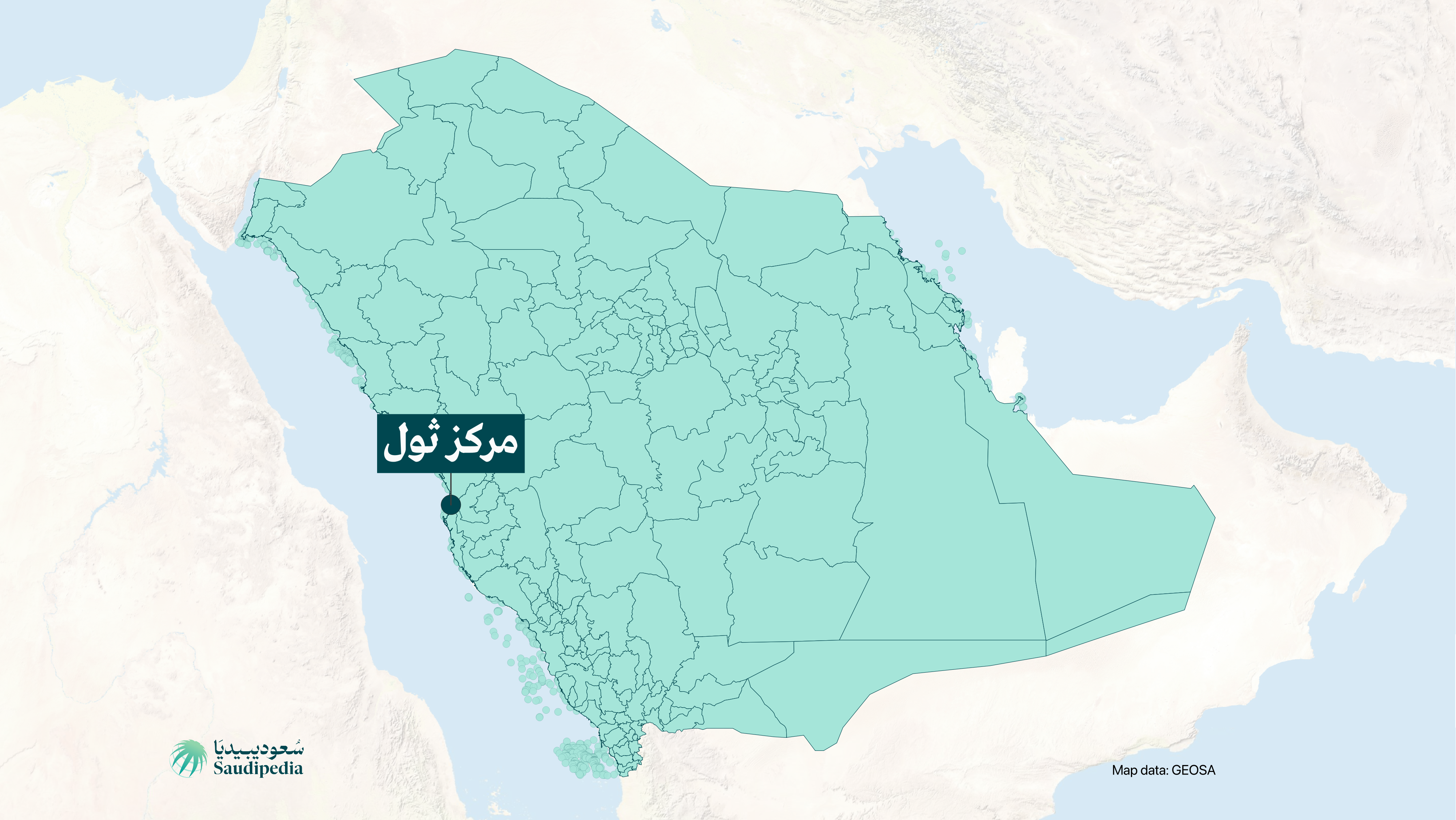 مركز ثول على خارطة السعودية