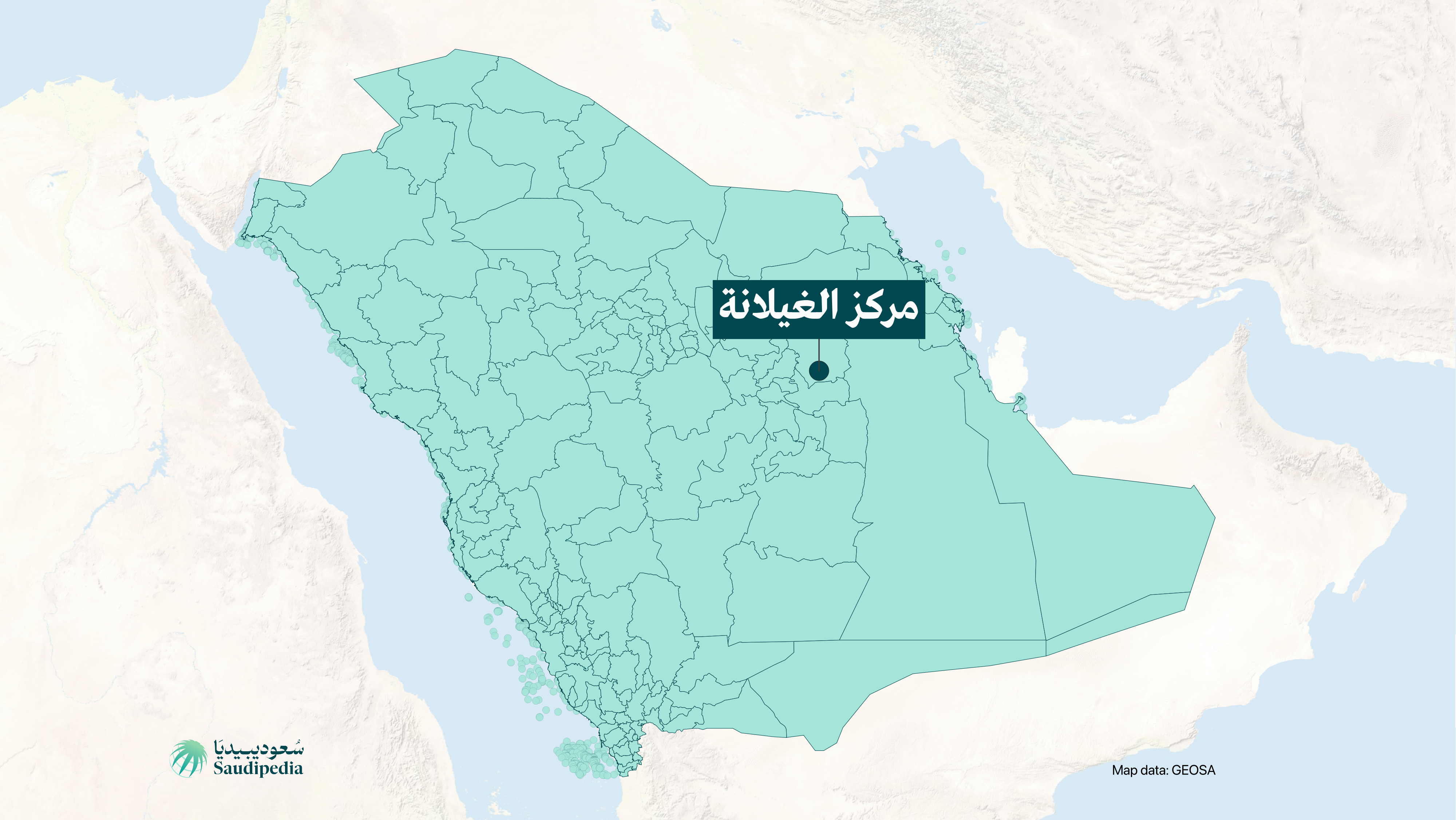 مركز الغيلانة على خارطة السعودية