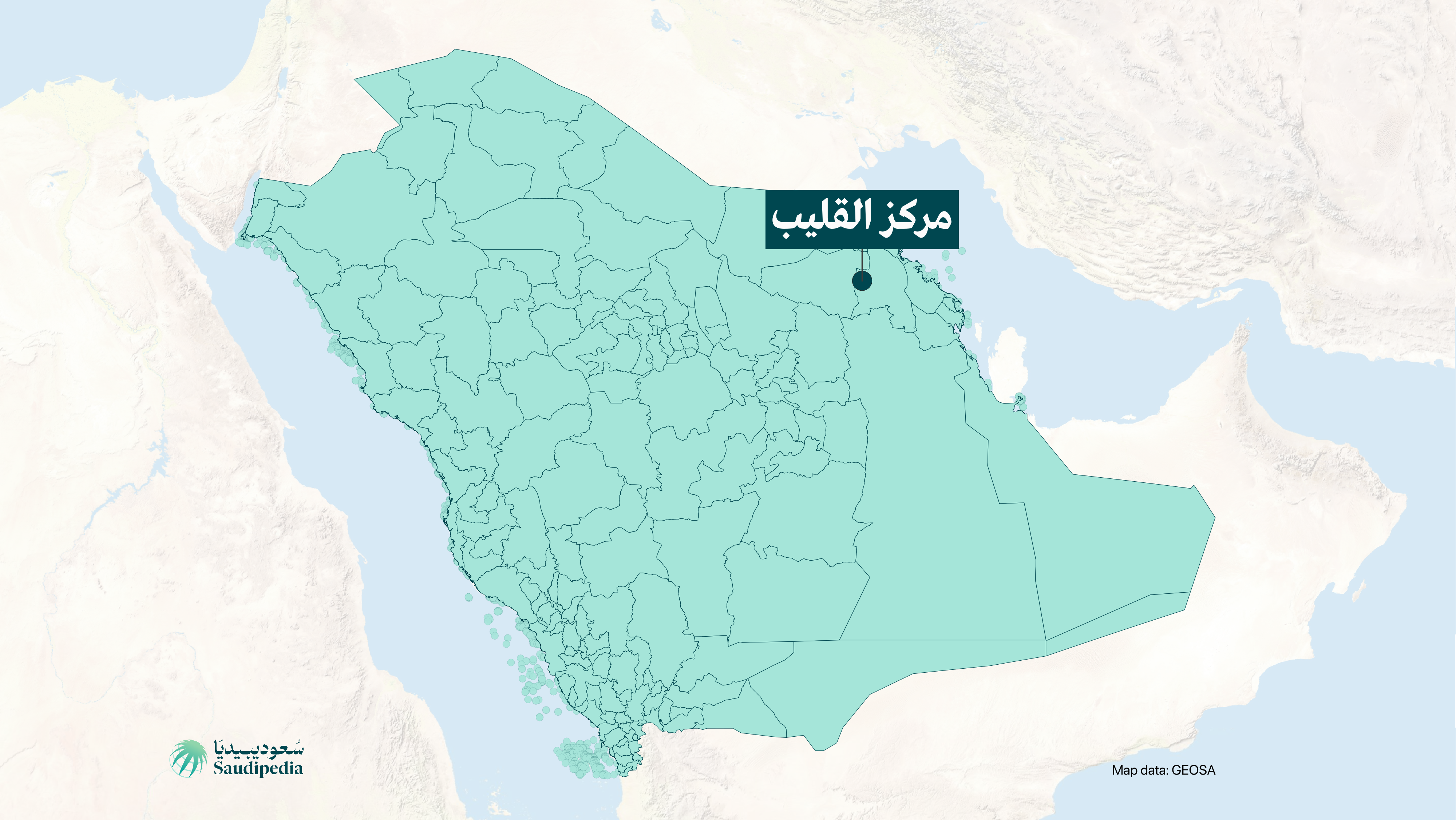 مركز القليب على خارطة السعودية