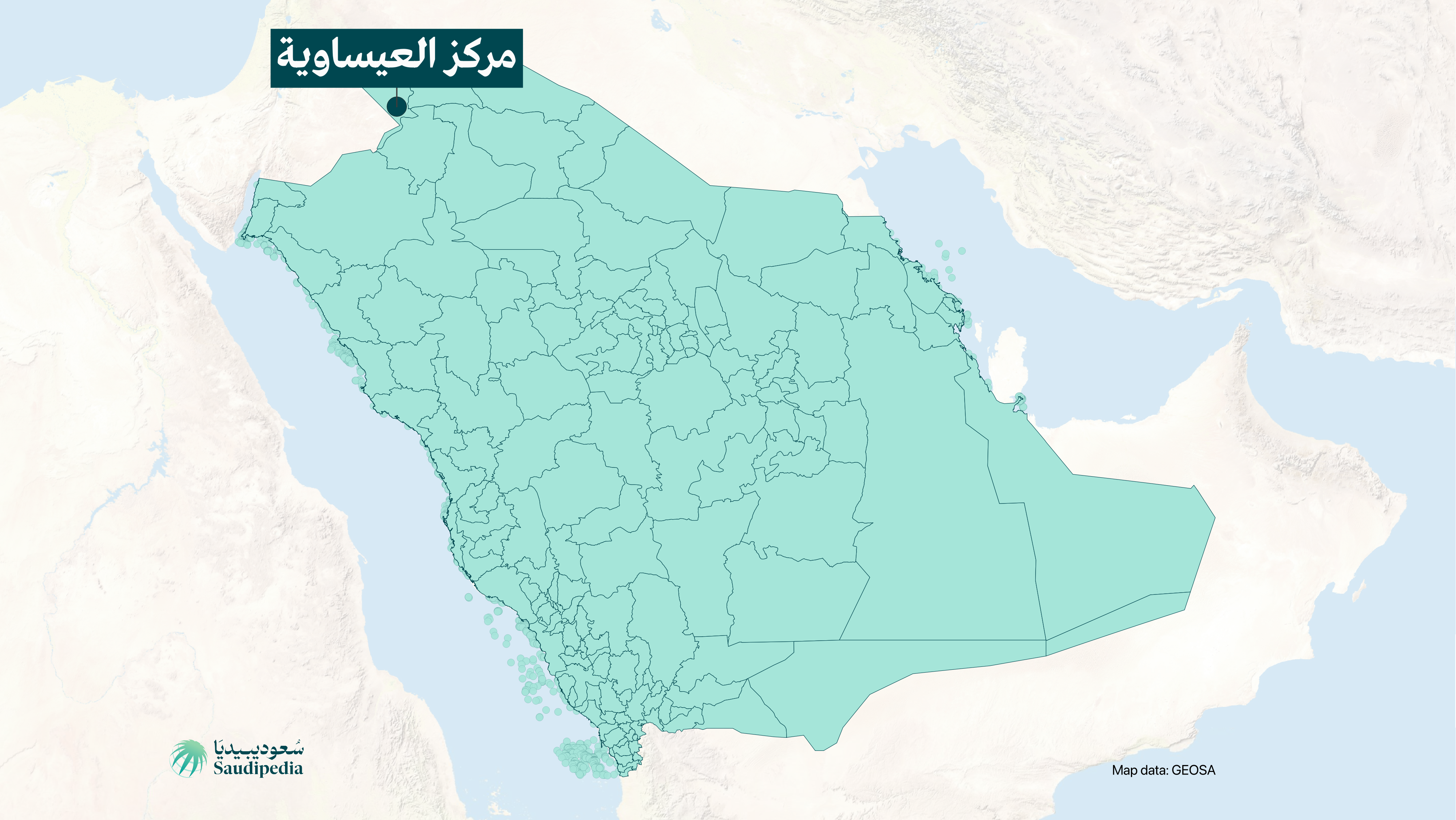 مركز العيساوية على خارطة السعودية
